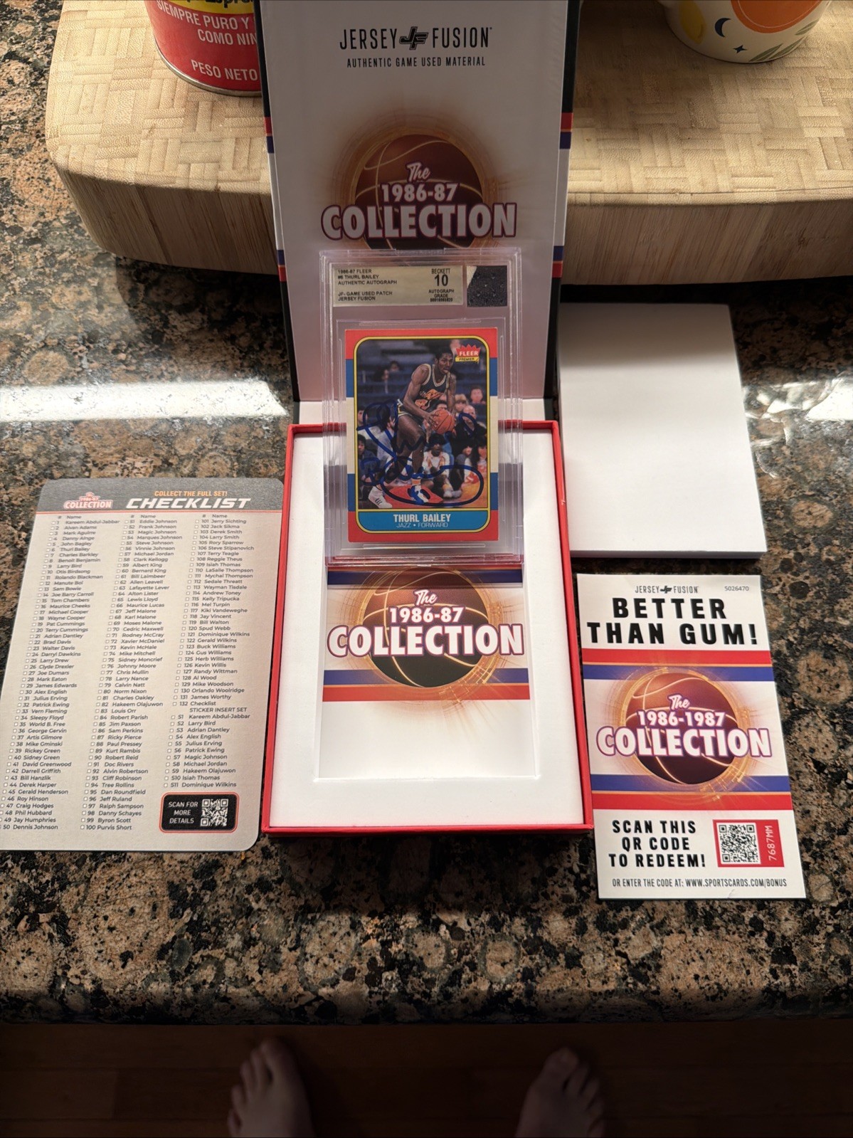 1986-87 Fleer /Jersey Fusion #6 Thurl Bailey Auto/Game Used Patch Beckett 10!