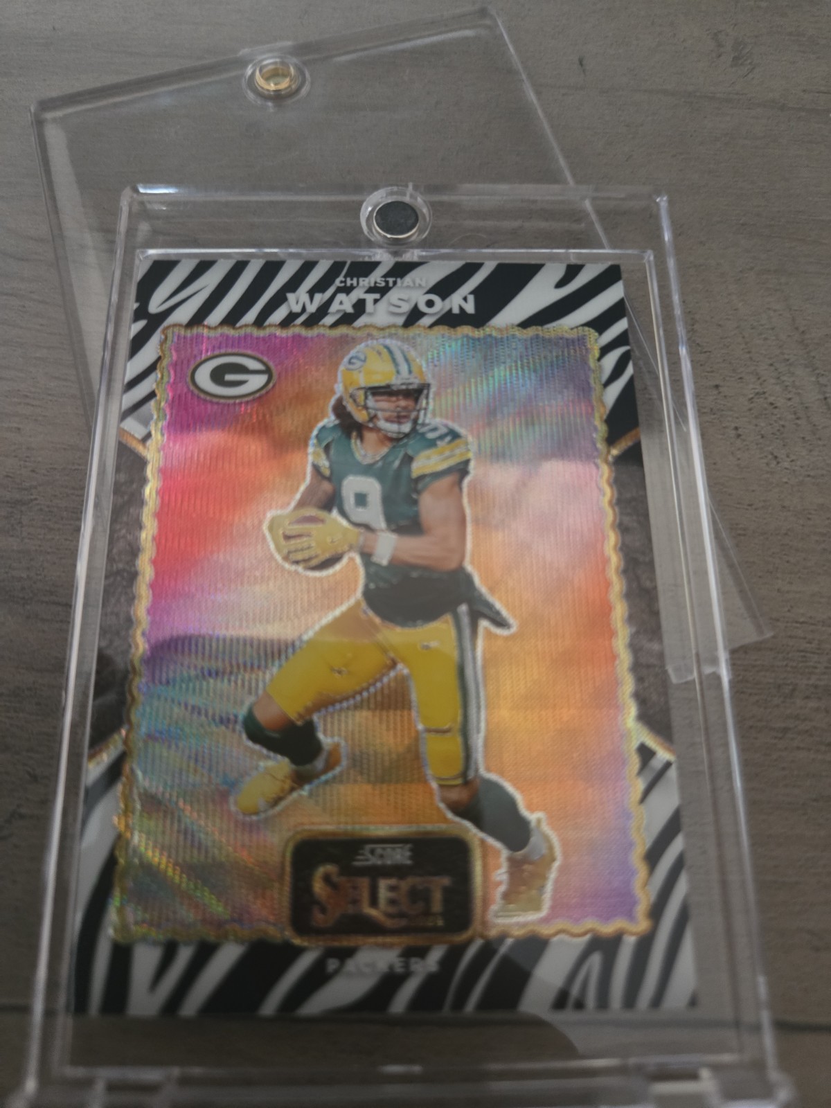 2024 Panini Select – Score Select Throwback Christian Watson #11 Zebra Prizm