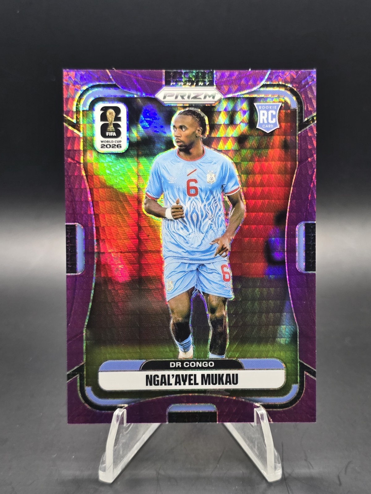 2026 Prizm World Cup Ngal’ayel Mukau #463 Purple Hyper /299 DR Congo RC