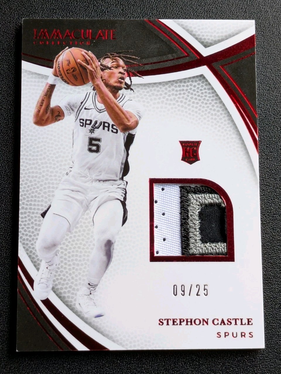 2024 Panini Immaculate Stephon Castle SWA-SCS Rookie Patch /25 Red Foil Spurs