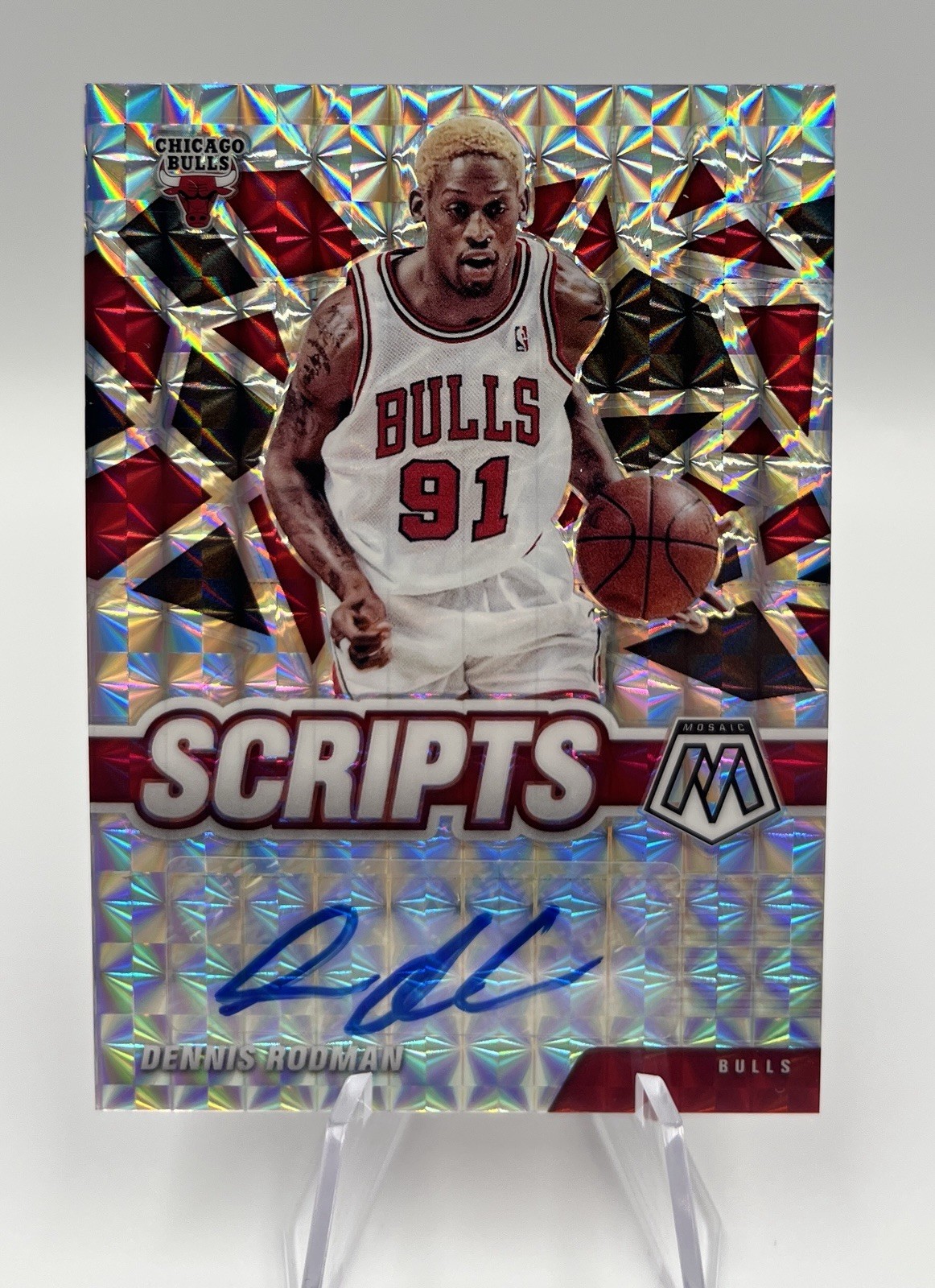 2020-21 Panini Mosaic NBA Basketball Scripts Dennis Rodman Bulls Auto #SC-DRO!