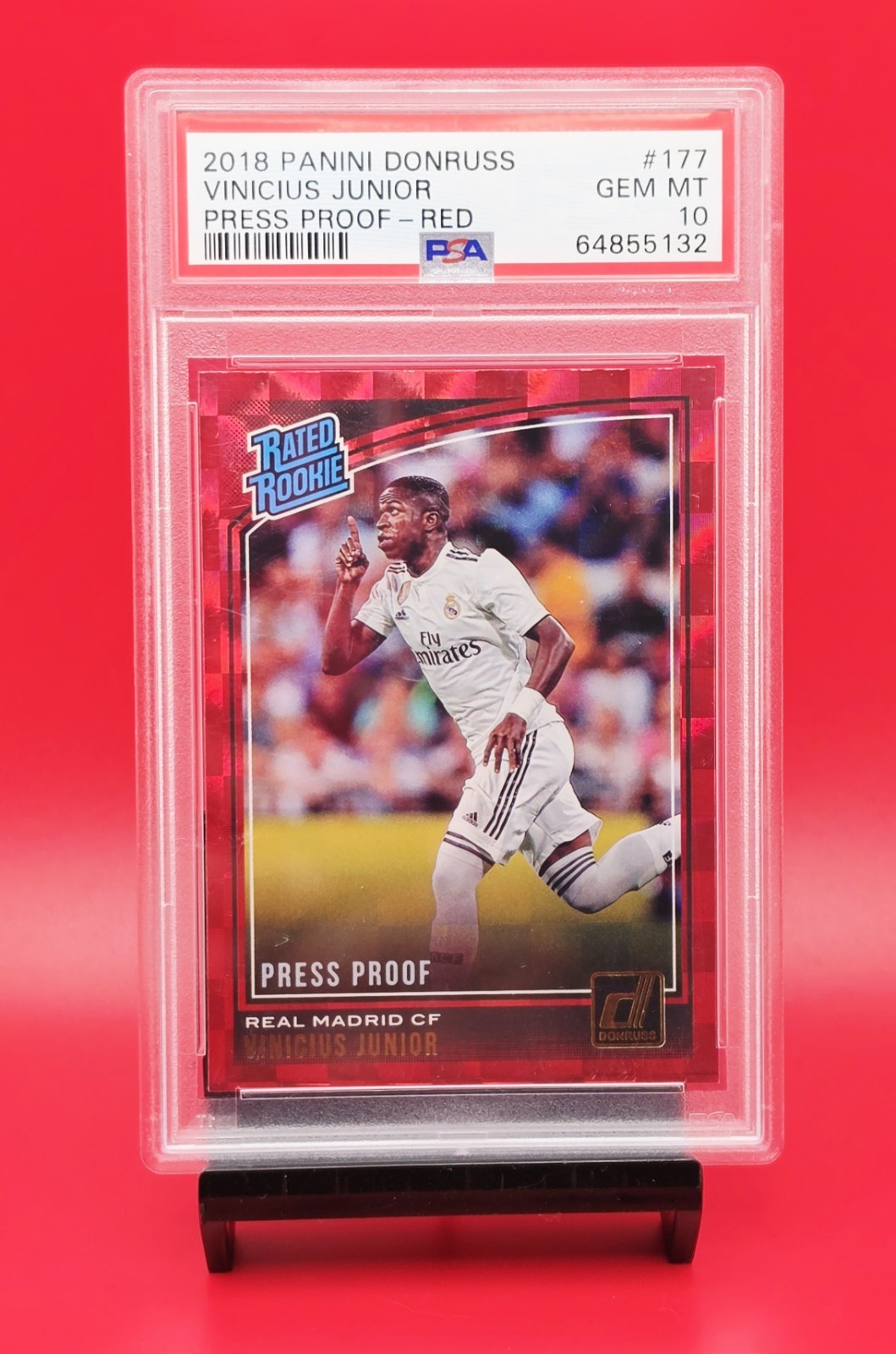 2018-19 Panini Donruss Soccer Vinicius Junior Rated Rookie Press Proof PSA 10
