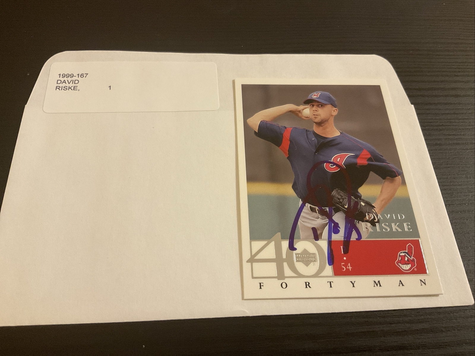 David Riske autographed baseball card (Indians) 2003 Upper Deck Fortyman #121