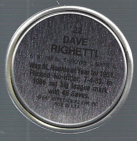 1987 Topps Coins #22 Dave Righetti – BB