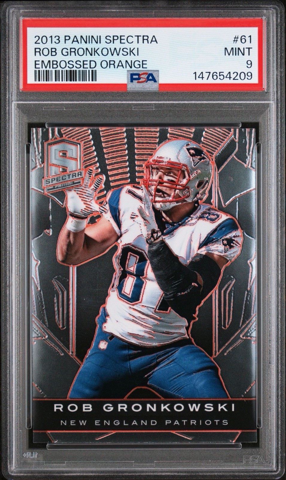 2013 Panini Spectra Embossed Orange Rob Gronkowski #61 PSA 9 Patriots Pop 1