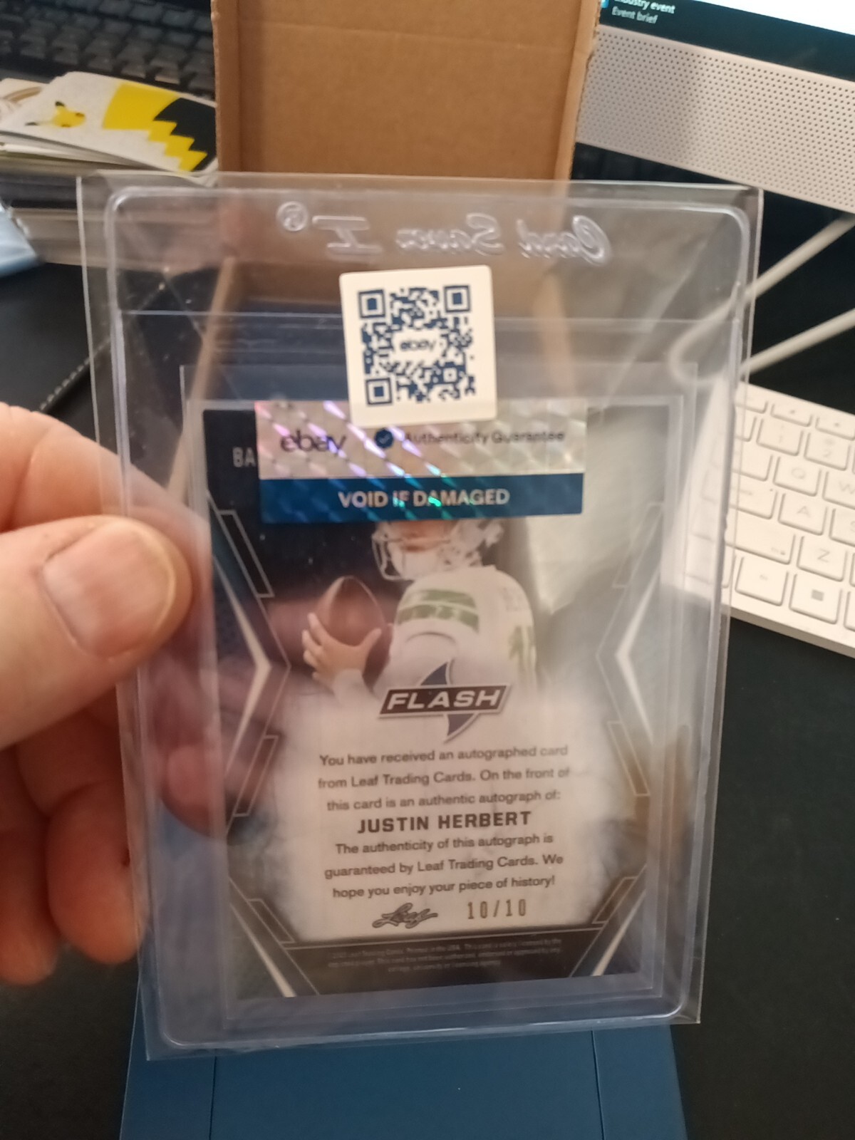 Justin Herbert 2020 Leaf Flash Orange Auto Rookie RC 10/10 SSP Wow See Pictures