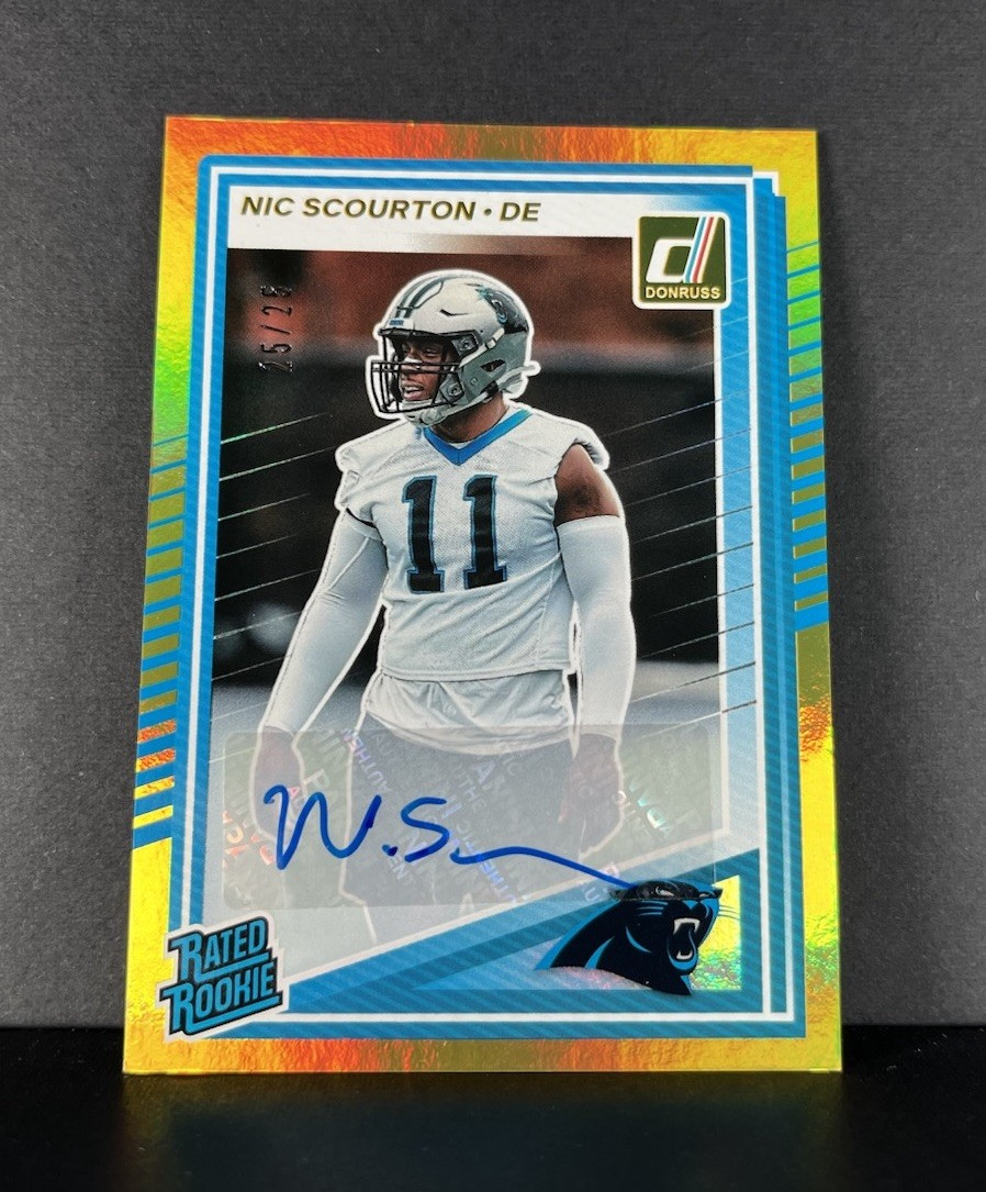Panini 2025 Donruss Nic Scourton Rated Rookie Gold Auto #383 Auto 25/25 Panthers