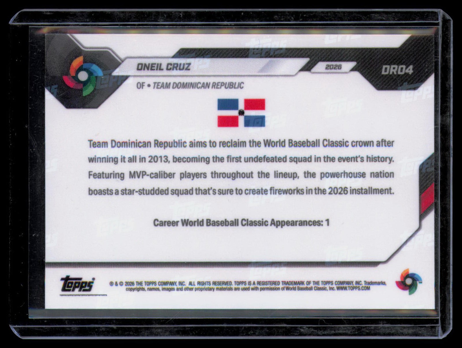 2026 Topps Now World Baseball Classic Team Dominican Republic #DR04 Oneil Cruz