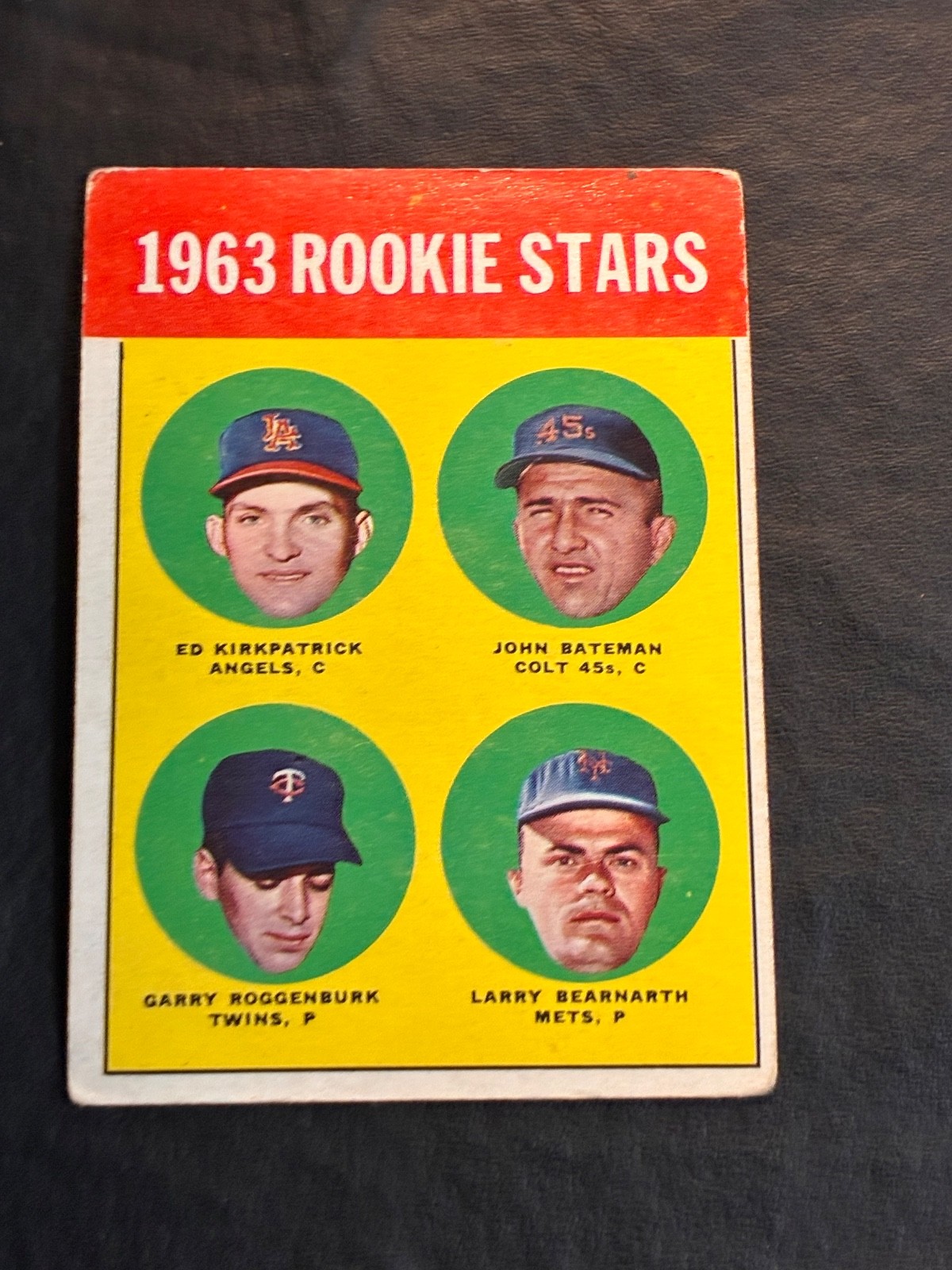 1963 Topps Rookie Stars Kirkpatrick/Bateman/Roggenburk/Bearnarth #386 – VG/EX