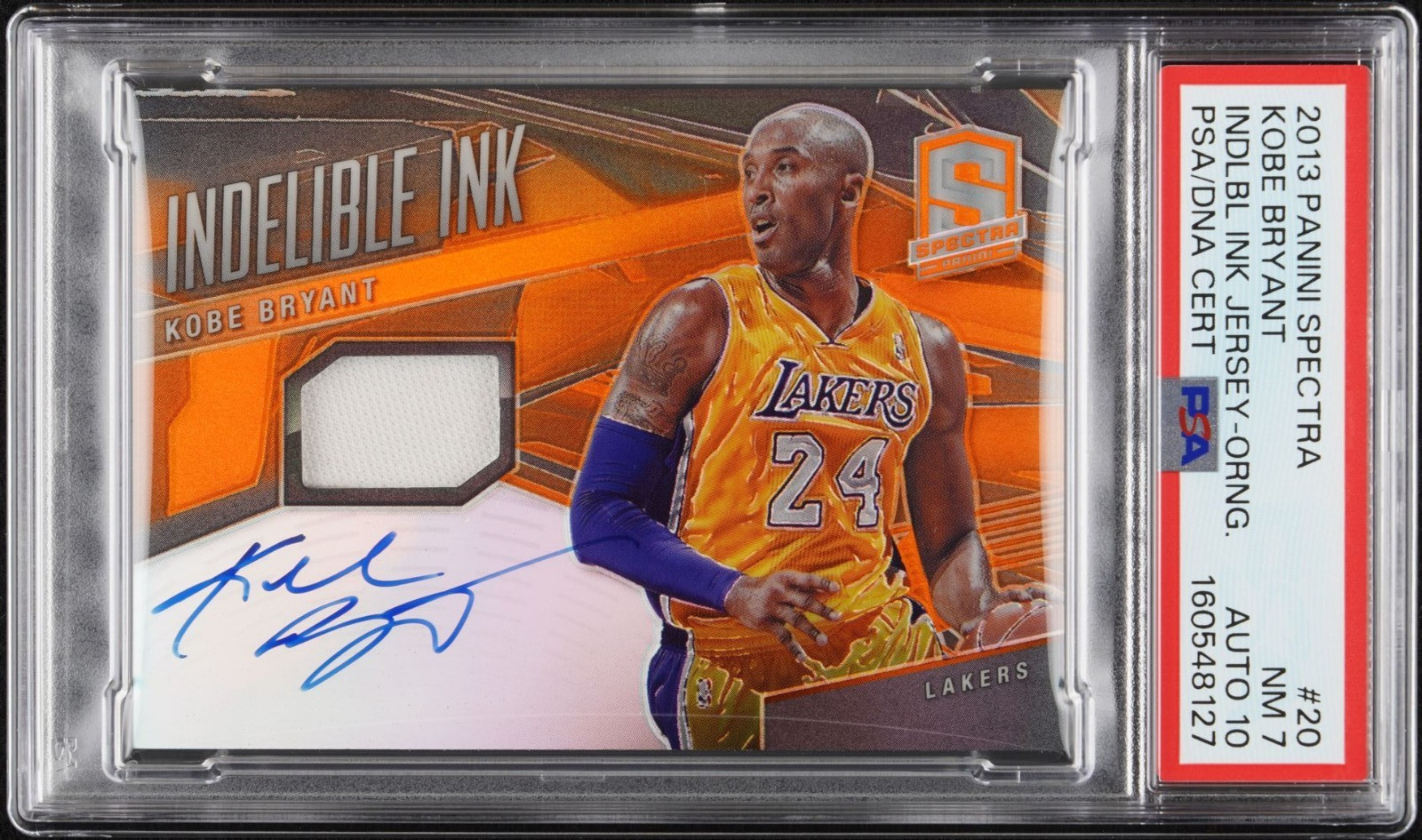2013 PANINI SPECTRA INDELIBLE INK JERSEY KOBE BRYANT ORANGE INDLBL JERSEY 10/20