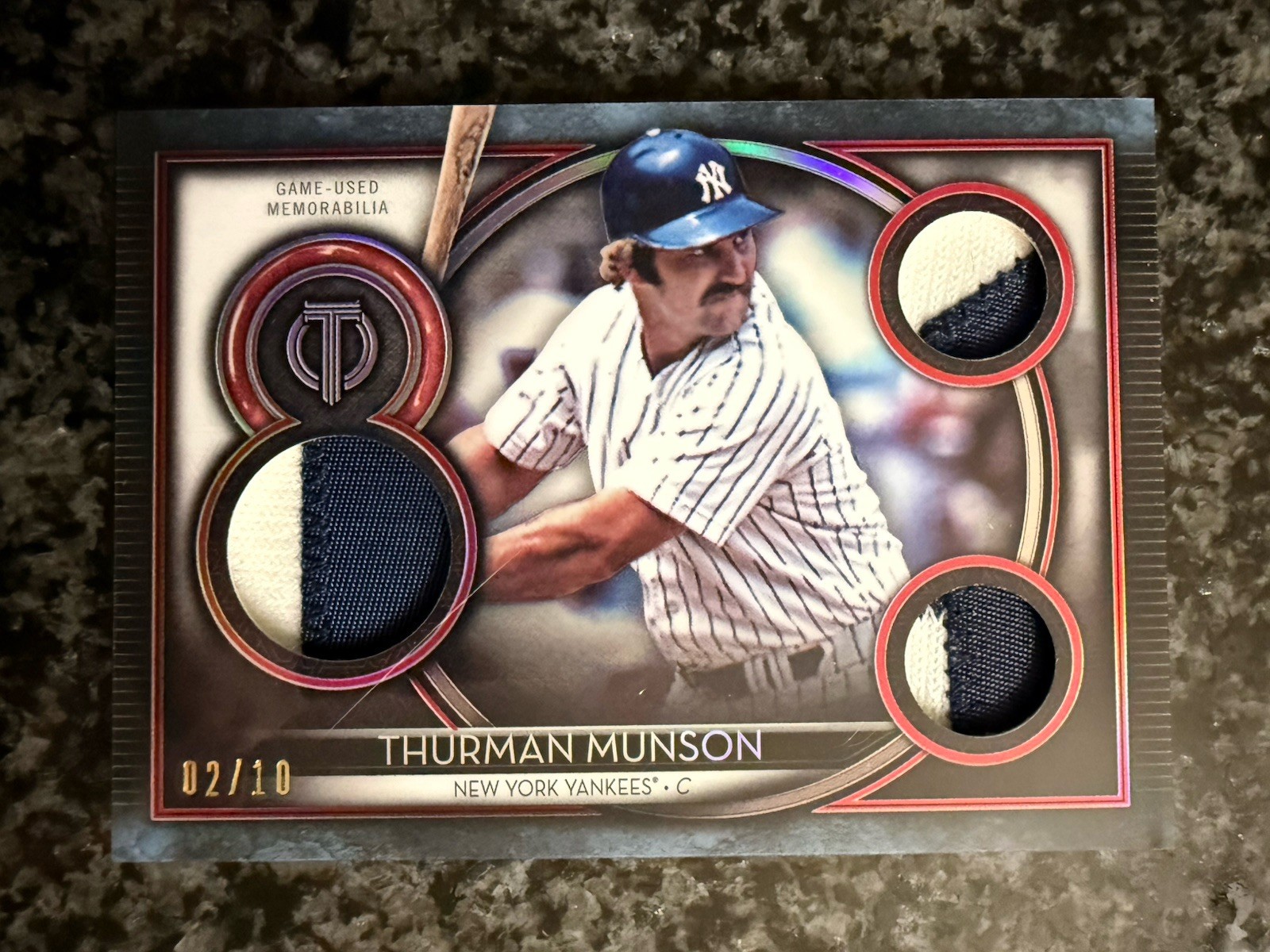 2020 Topps Tribute Thurman Munson YANKEES #TTR-TM Triple Game Used Patch #/10