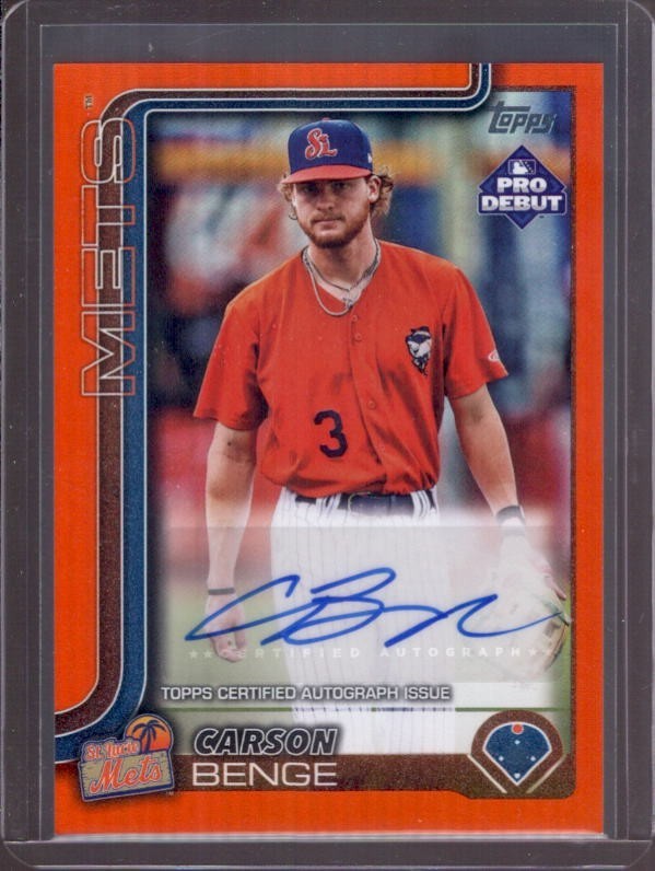 CARSON BENGE 2025 Topps Pro Debut #PD-55 Orange Foil RC Autograph Auto #25/25