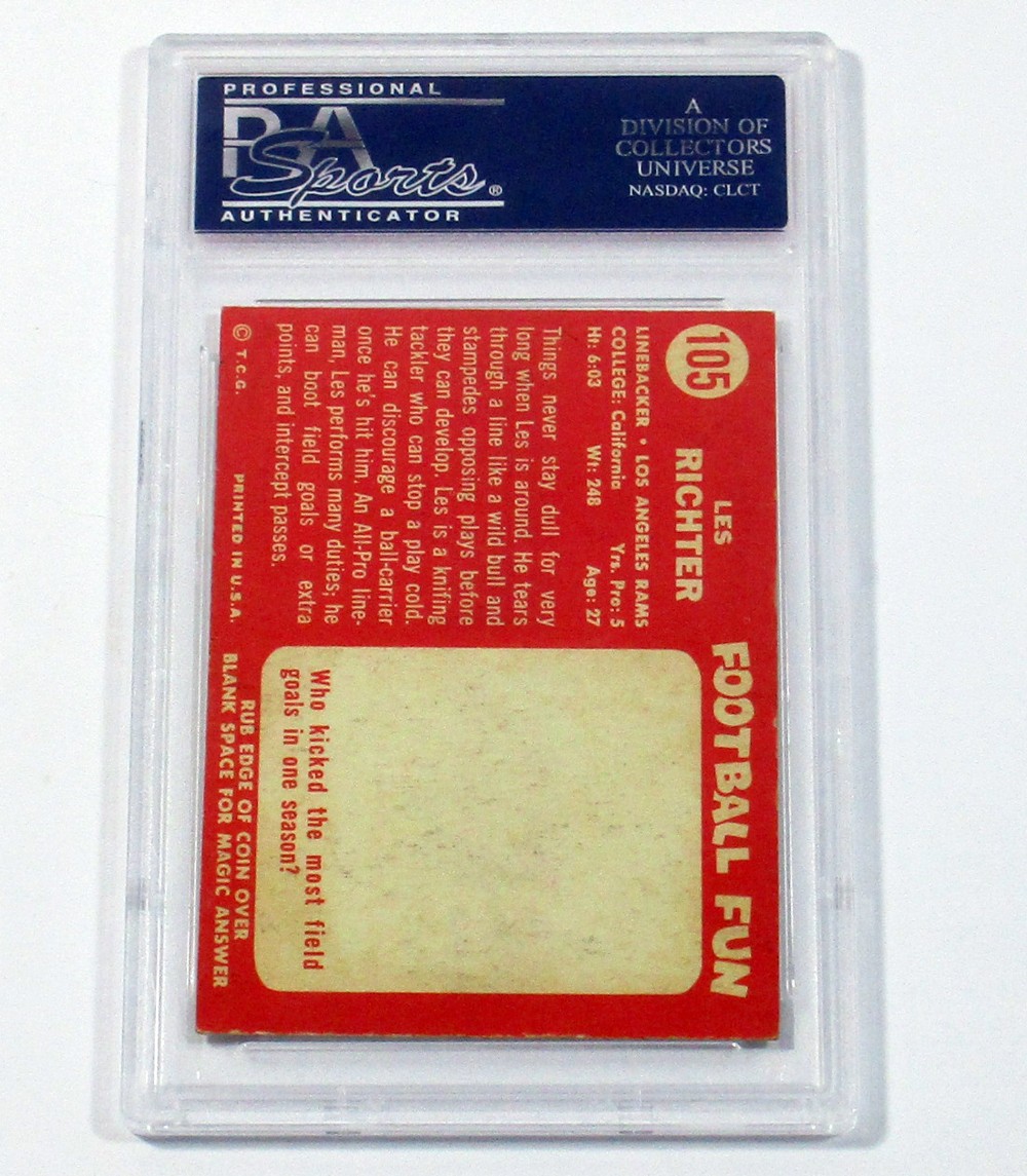 1958 Topps Football Les Richter #105 Los Angeles Rams PSA 6