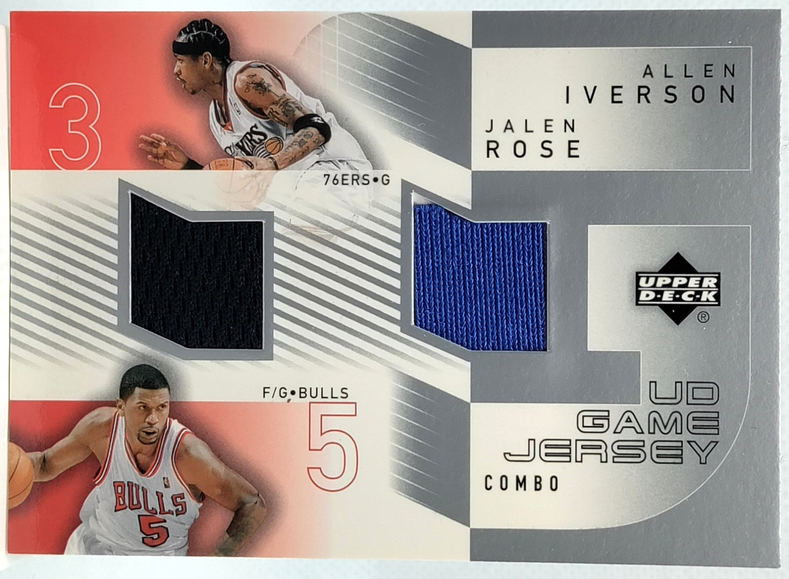 Allen Iverson Patch GAME USED JERSEY Jalen Rose UD Dual Upper Deck 2003 Relic