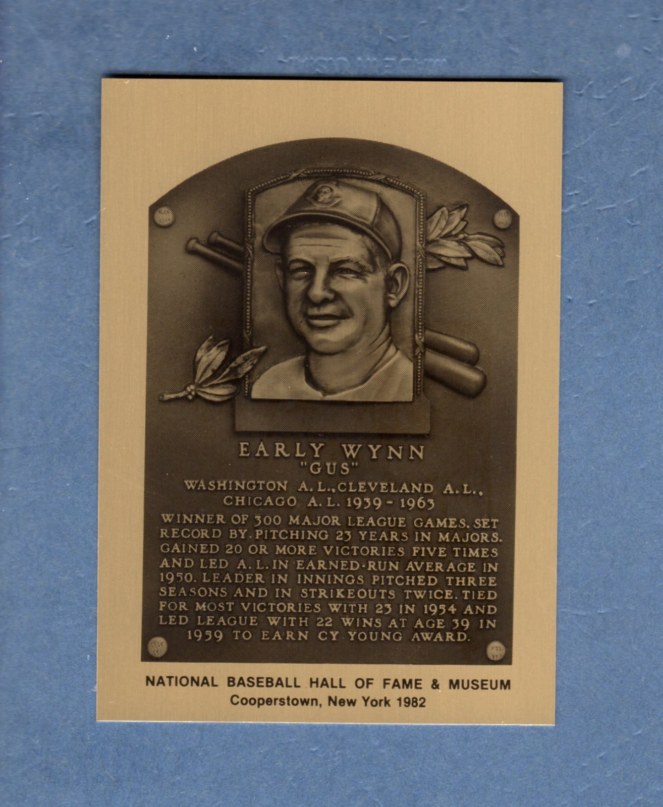 EARLY WYNN Indians~Senators~White Sox Official Hall of Fame METALLIC plaque-card