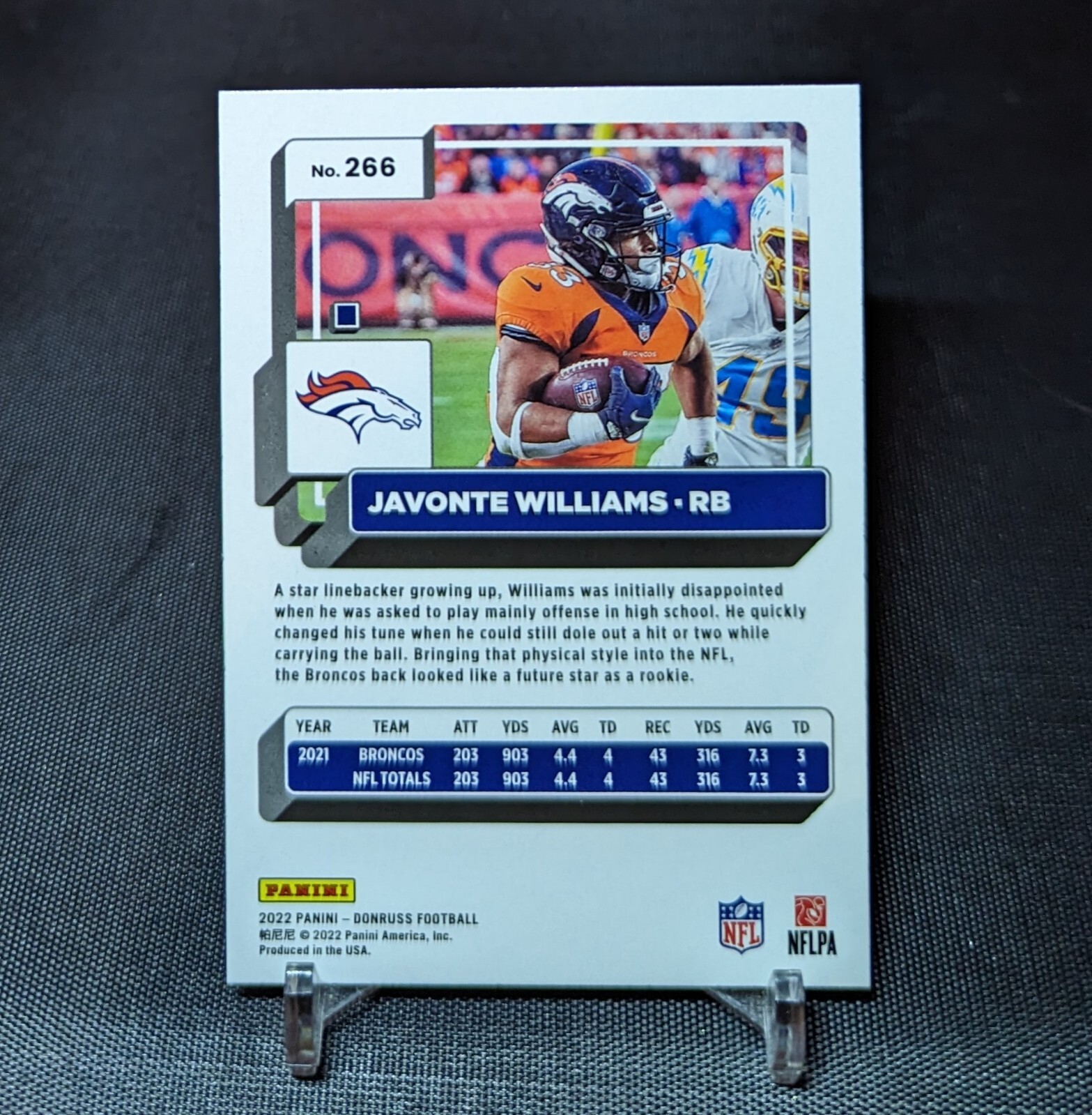 Javonte Williams RED Press Proof Card 2022 Donruss Football #266 Denver Broncos