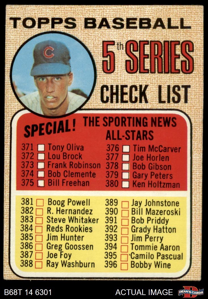 1968 Topps #356 Ken Holtzman Checklist 5 Inset photo varies Cubs 3 – VG