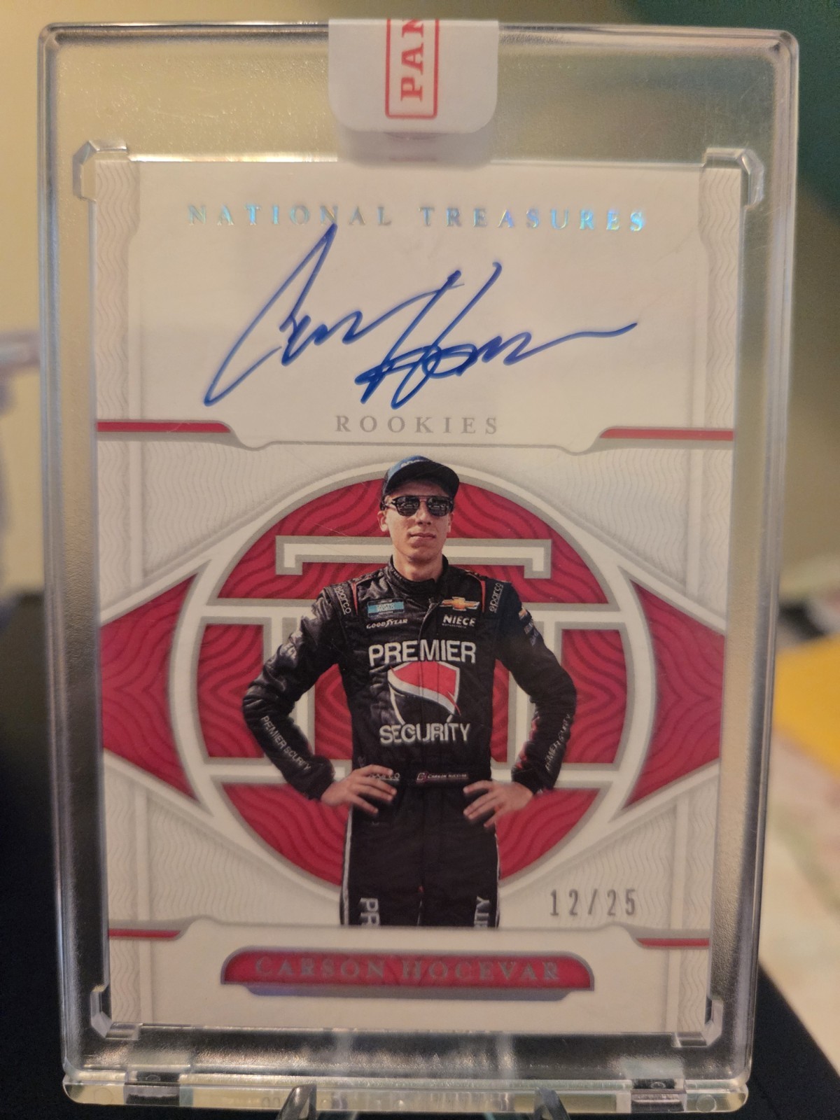 2022 National Treasures Carson Hocevar Rookie Signatures Holo Silver RC SSP /25