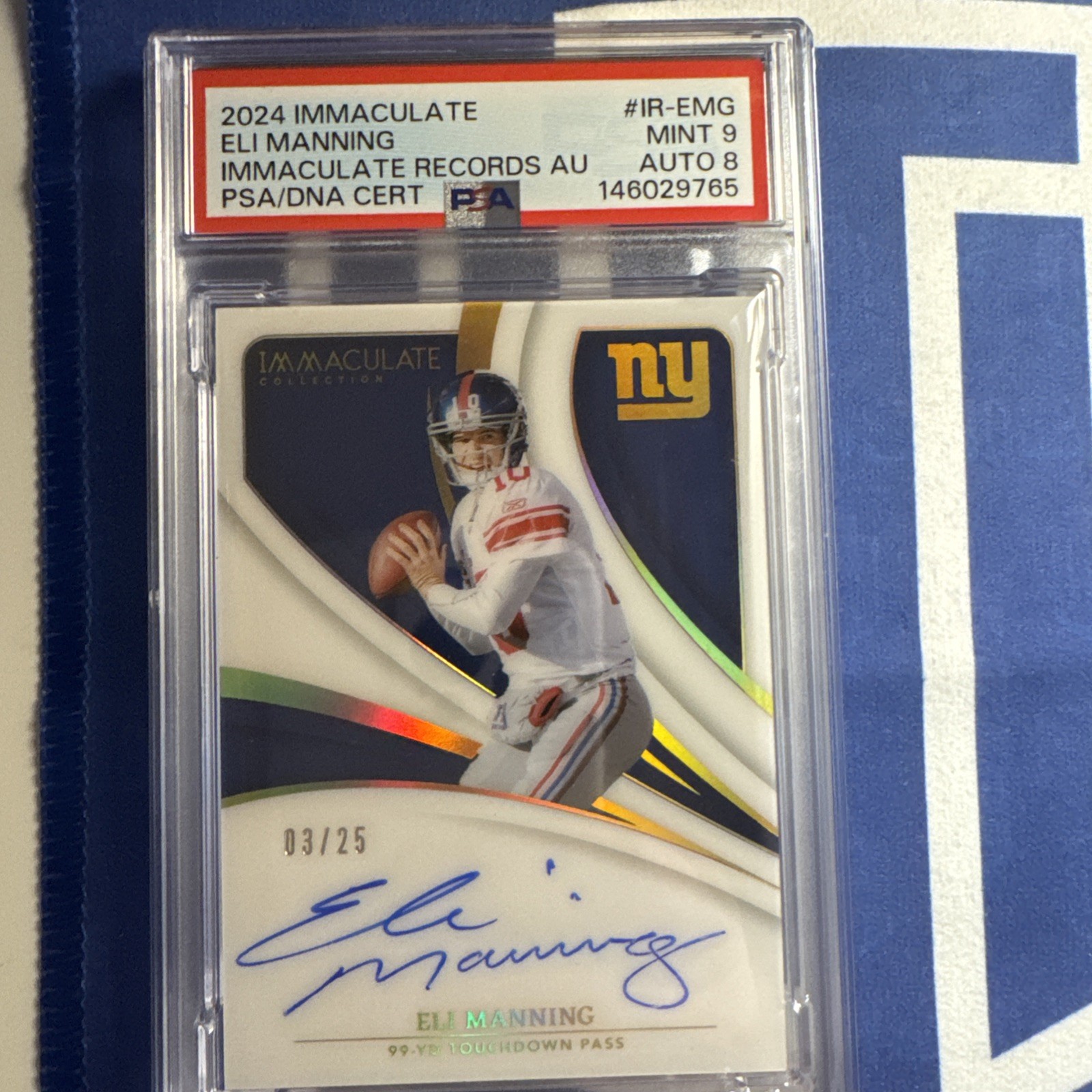 2024 Panini Immaculate Eli Manning Records Auto Autograph #/25 Giants