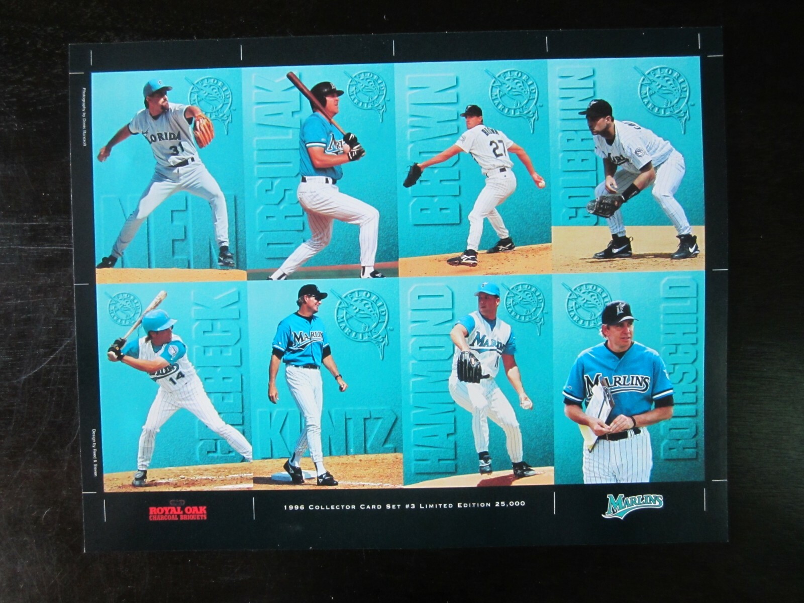 1996 Florida Marlins Collector Card Set #3 Sheet Kevin Brown Robb Nen Orsulak
