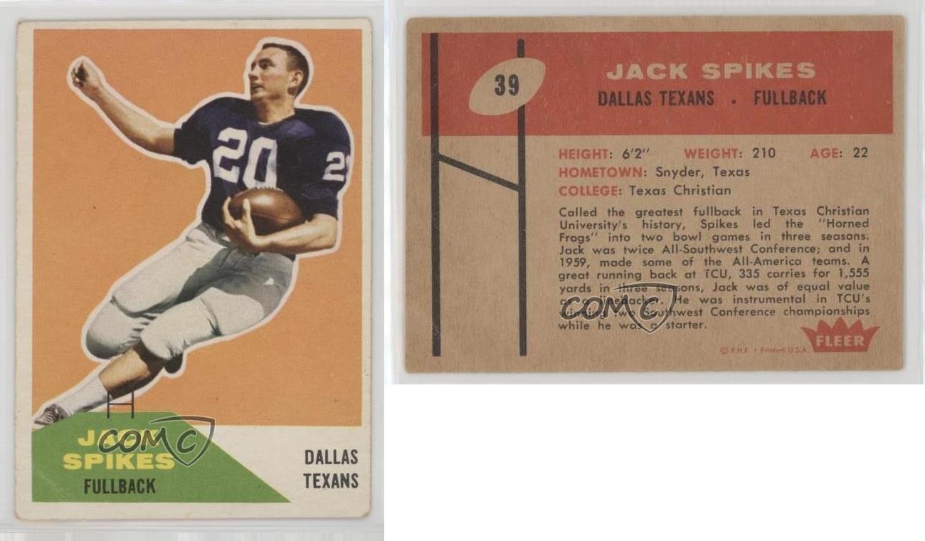1960 Fleer Jack Spikes #39 Rookie RC 07qi