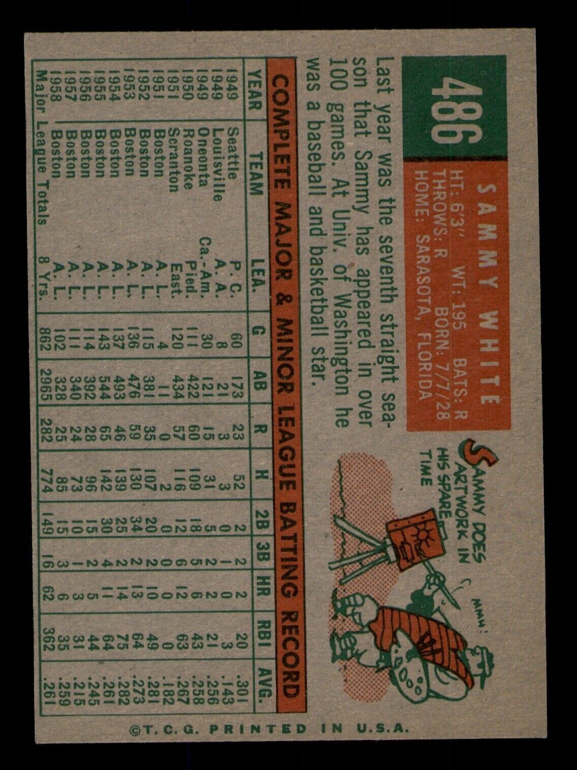 1959 Topps #486 Sammy White EX