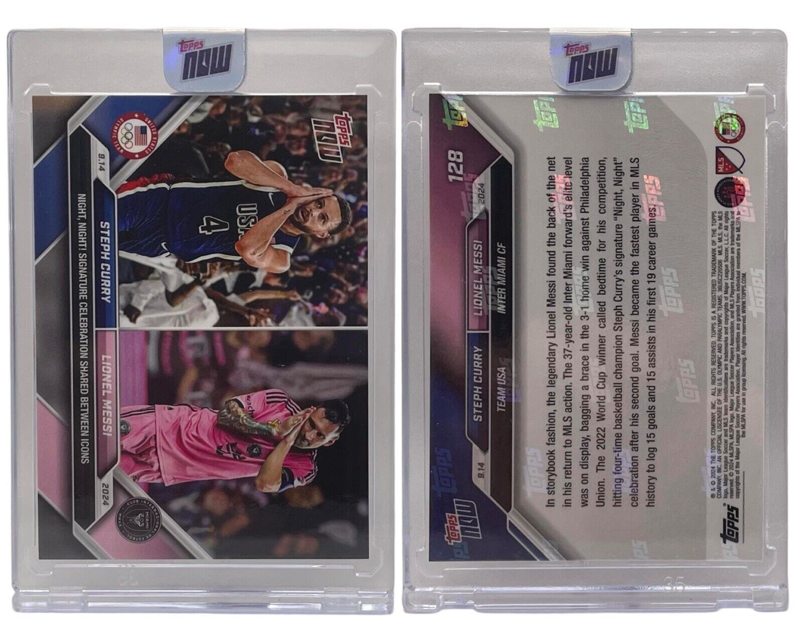 2024 Topps Now #128 Stephan Curry Lionel Messi Night Night New/Sealed (QTY)
