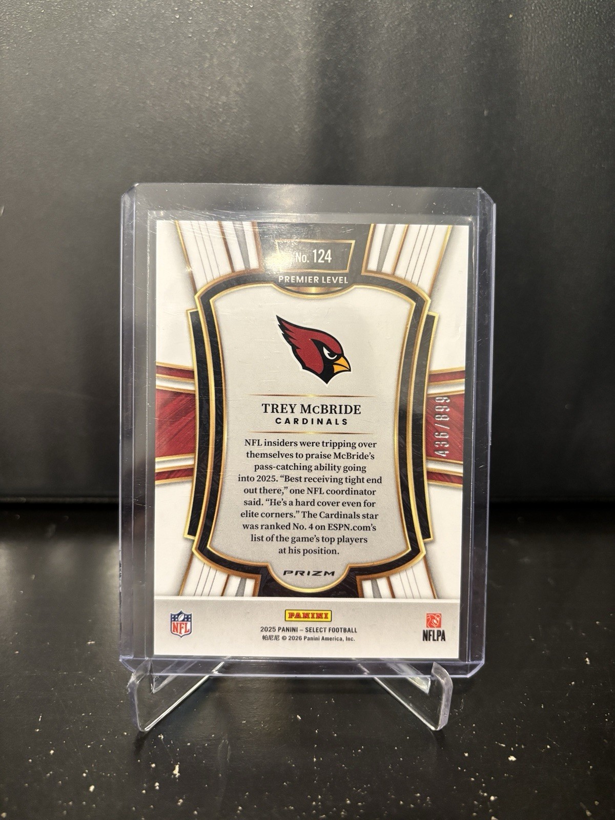Panini 2025 Select Trey McBride Cardinals Premier Level Copper Shock Prizm /899