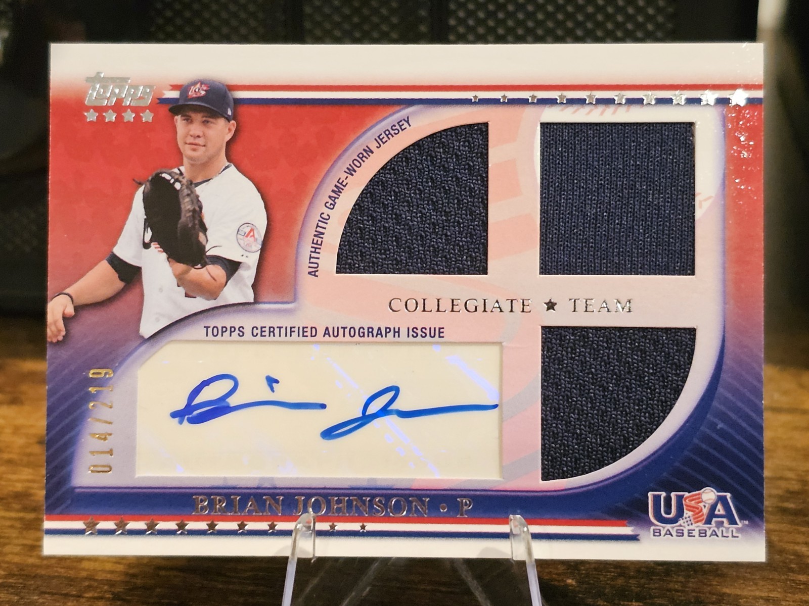 2010 Topps USA Baseball Team Brian Johnson RC USAAR-BJ Game Worn Jersey Relic