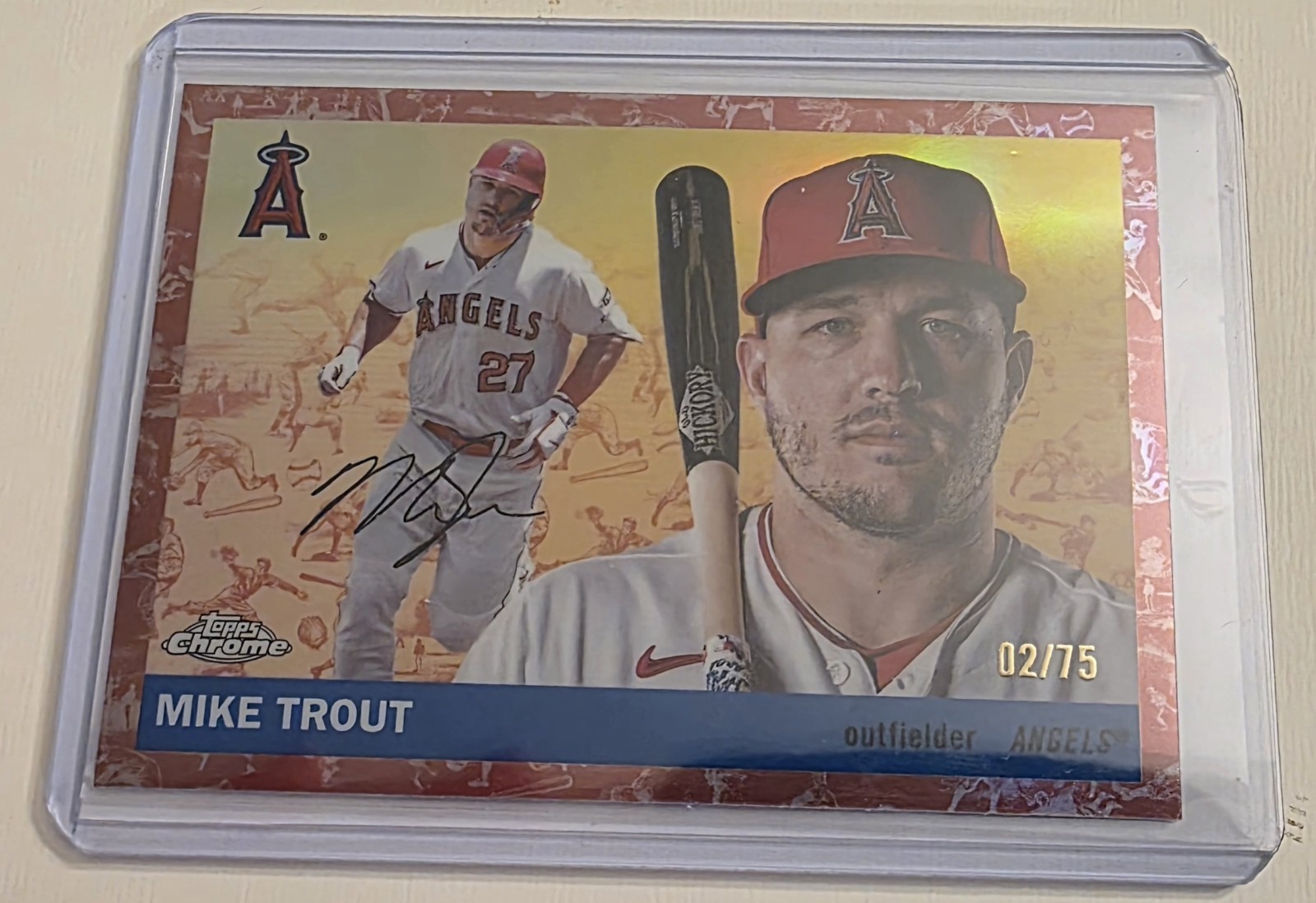 2025 Topps Chrome Platinum Mike Trout /75 Toile Refractor #1 Angels
