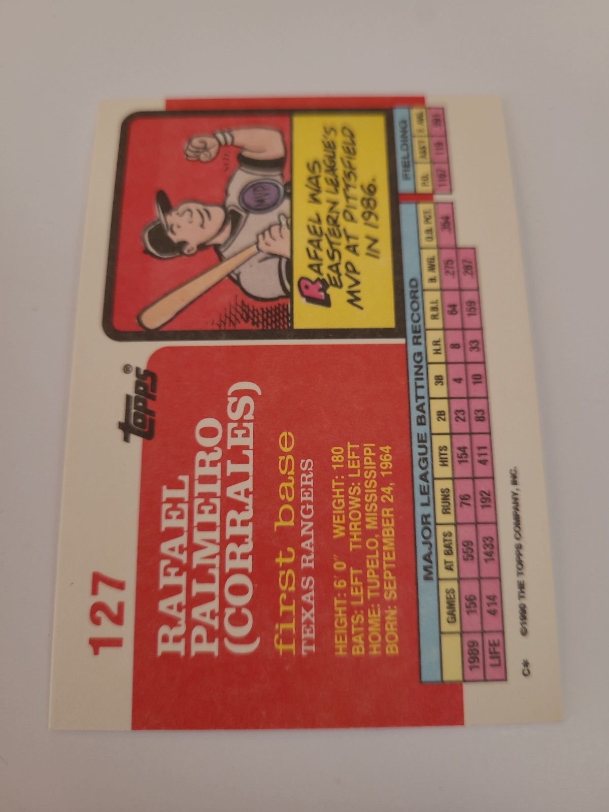 1990 Topps Big – Rafael Palmeiro #127 Texas Rangers