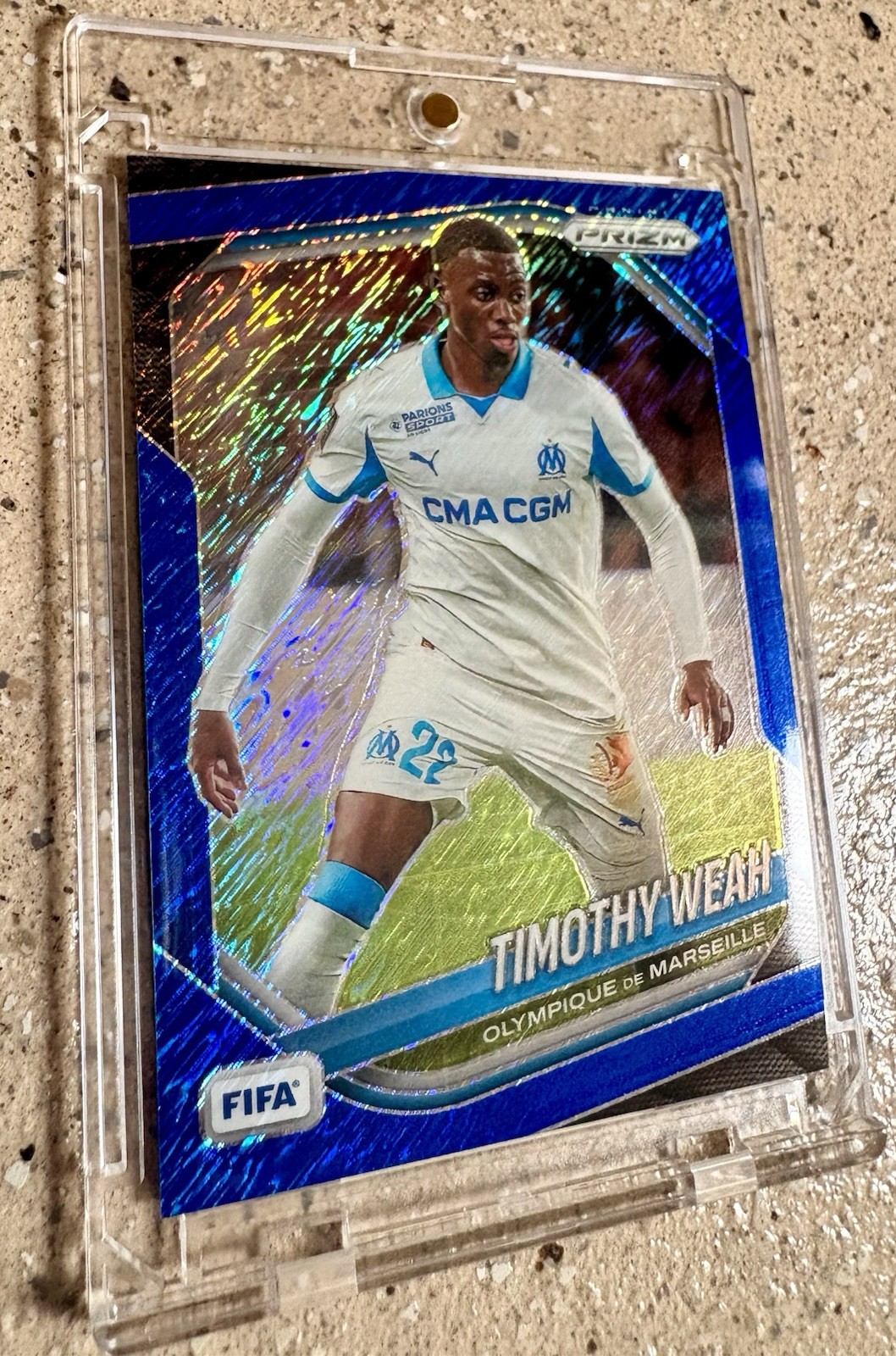 Panini Prizm FIFA 2025-26 Timothy Weah Marseille Blue Shimmer Prizm /5 RARE! 🔥