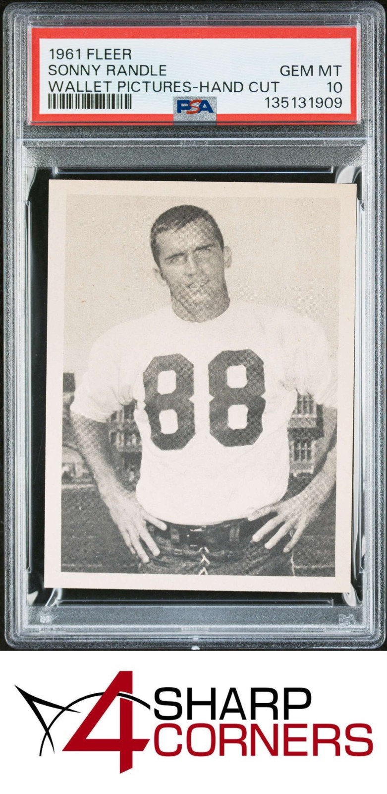 1961 FLEER WALLET PICTURES-HAND CUT SONNY RANDLE RC POP 1 PSA 10
