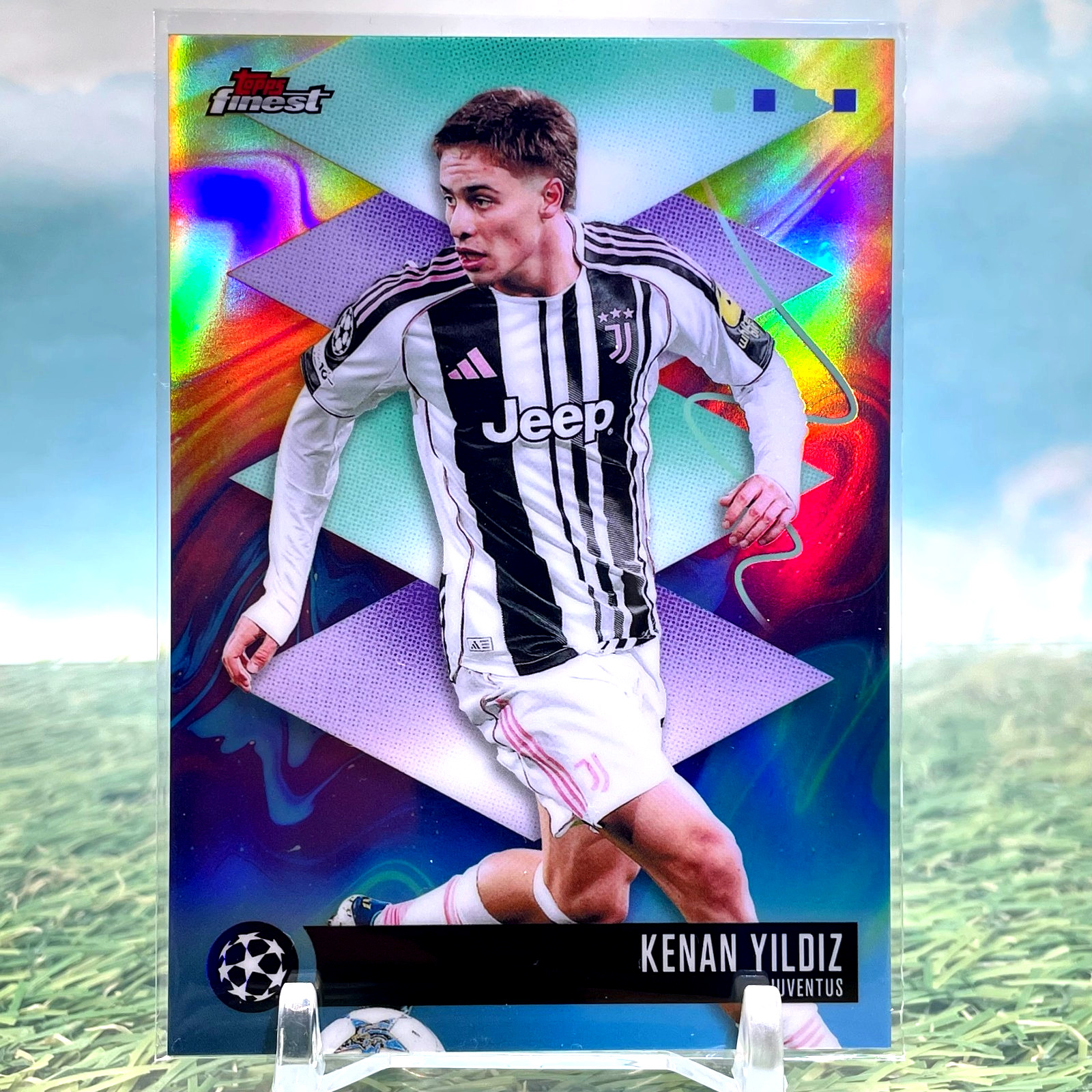 2025-26 Topps Finest UEFA Kenan Yildiz CASE HIT Oil Spill SSP 1:790 Juventus