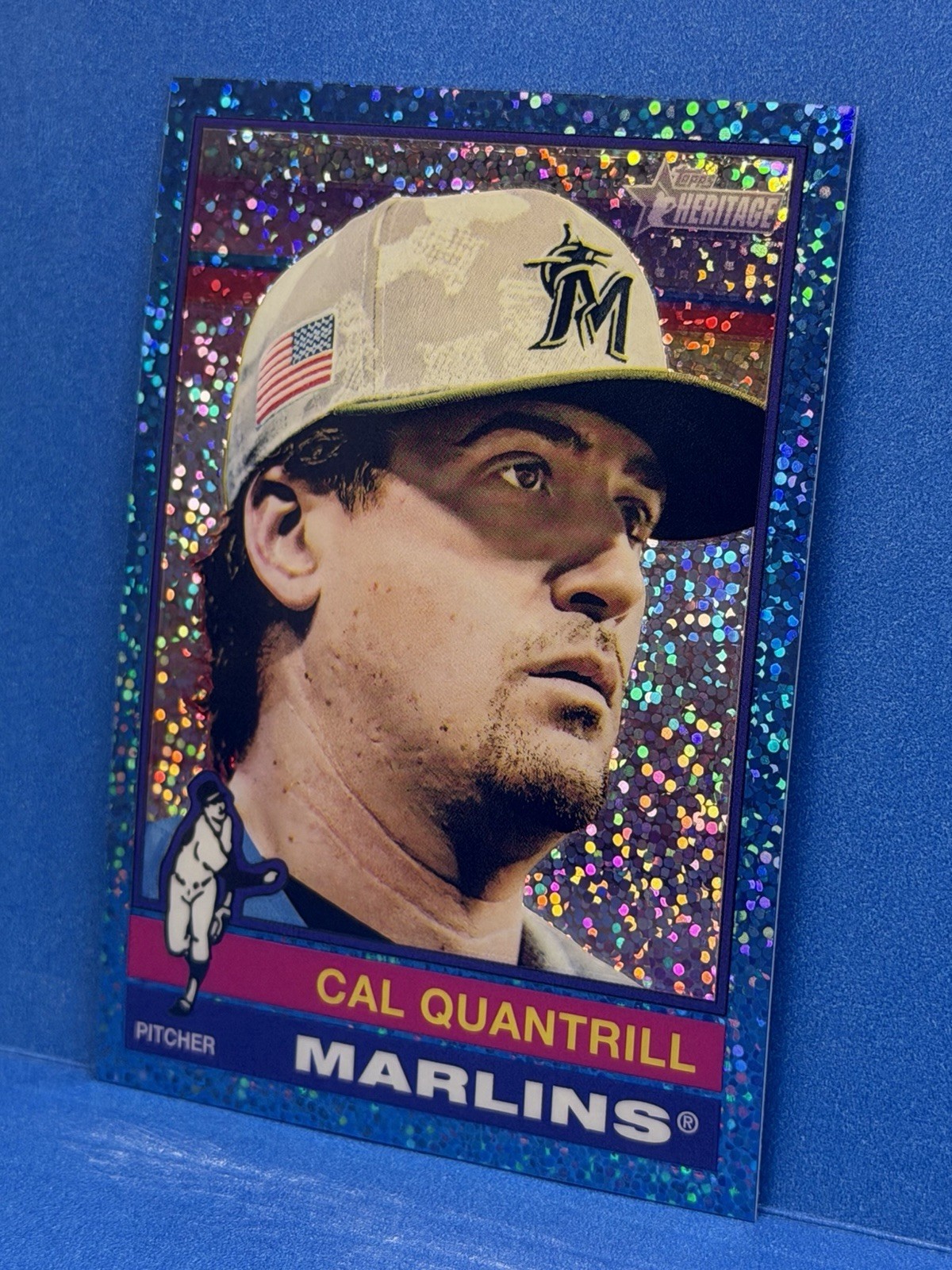 2025 Topps Heritage High Number Cal Quantrill #501 Light Blue Sparkle Marlins