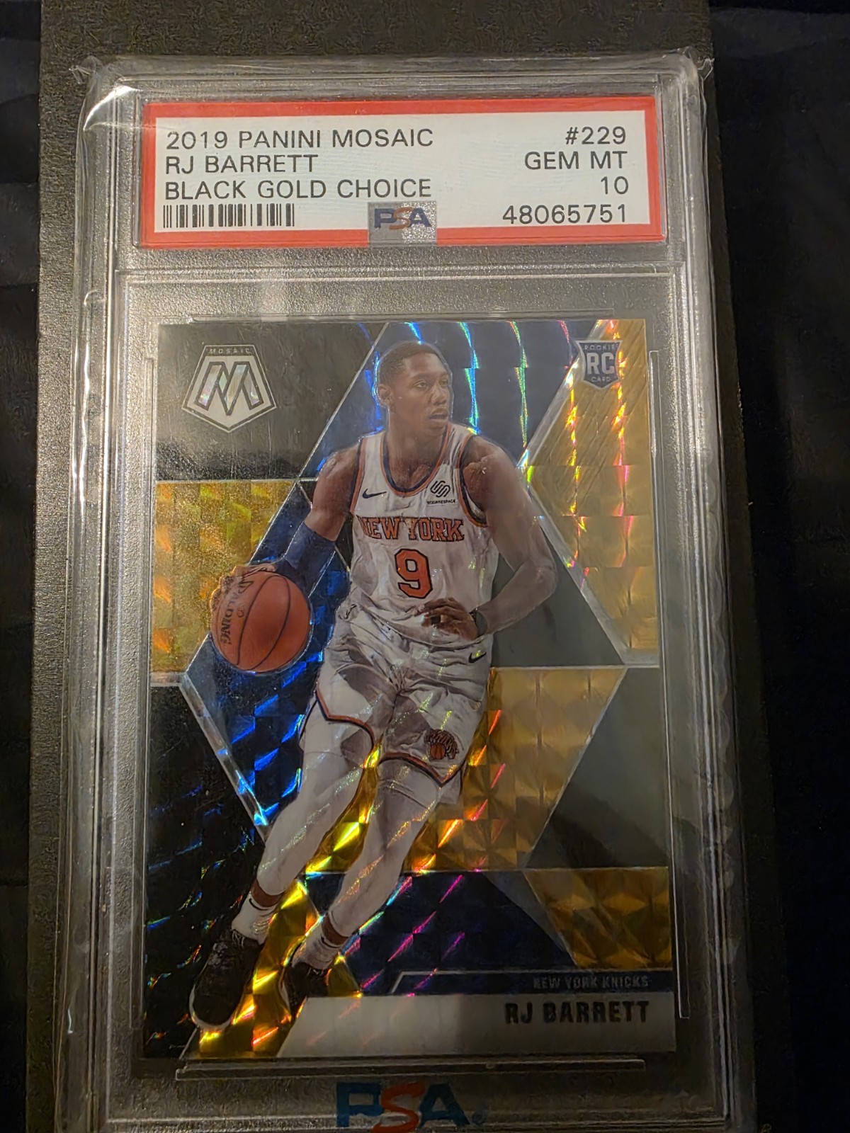 2019-20 Panini Mosaic Rookie RJ Barrett Choice Black Gold Prizm /8 PSA 10 POP 2!