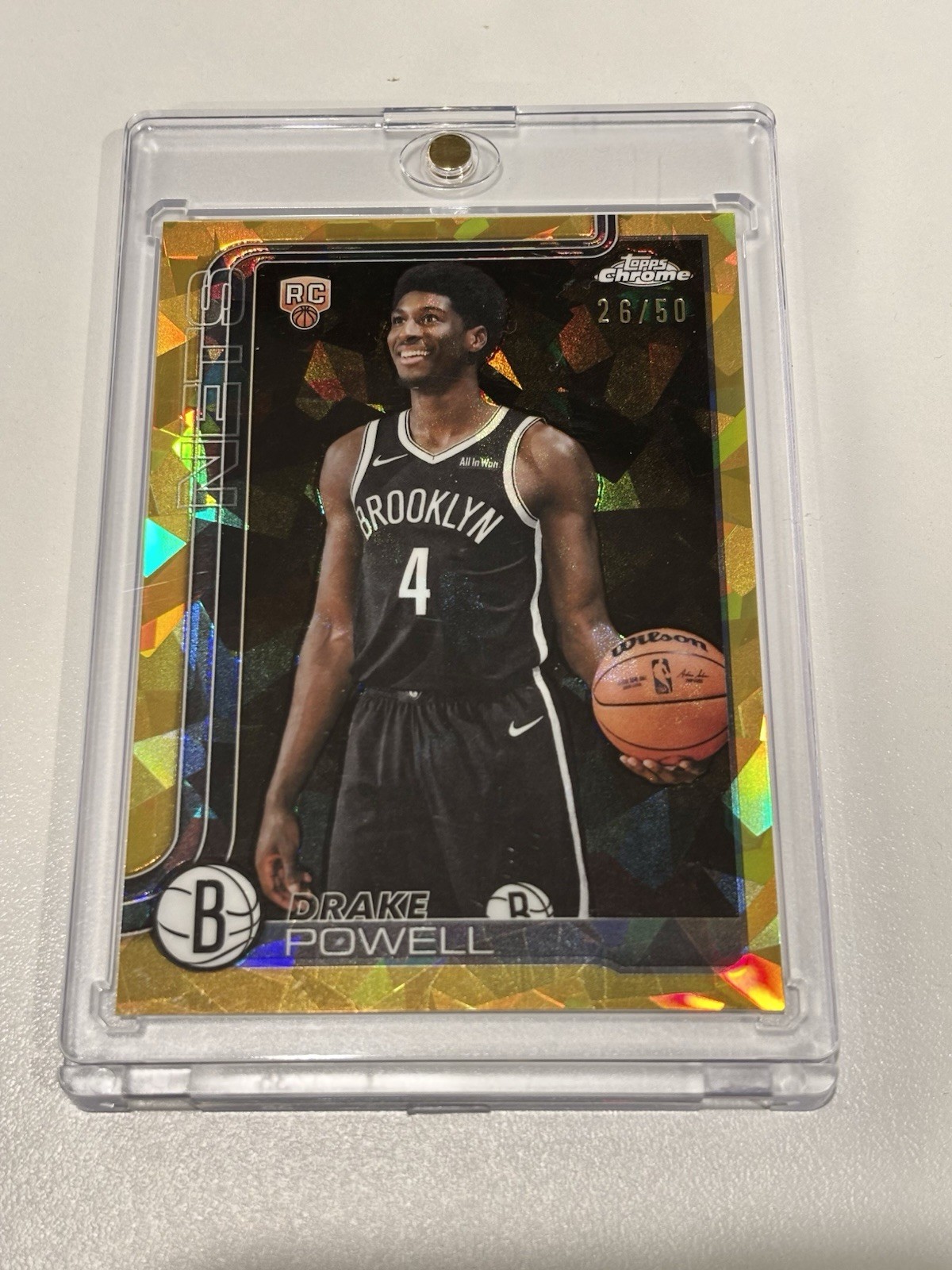 2025-26 Topps Chrome Sapphire Rookie Drake Powell Gold Refractor /50 Nets RC