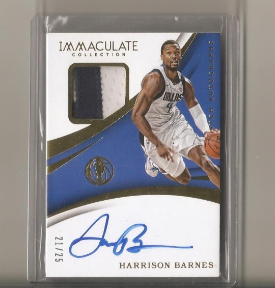 2017-18 Panini Immaculate Collection HARRISON BARNES Gold Patch Auto 21/25 UNC