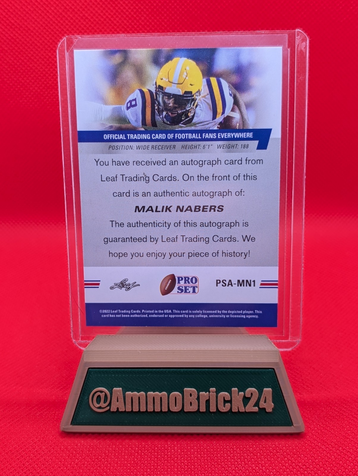 2022 Leaf Pro Set Draft Prospects Autographs Red #PSAMN1 Malik Nabers RC Giants