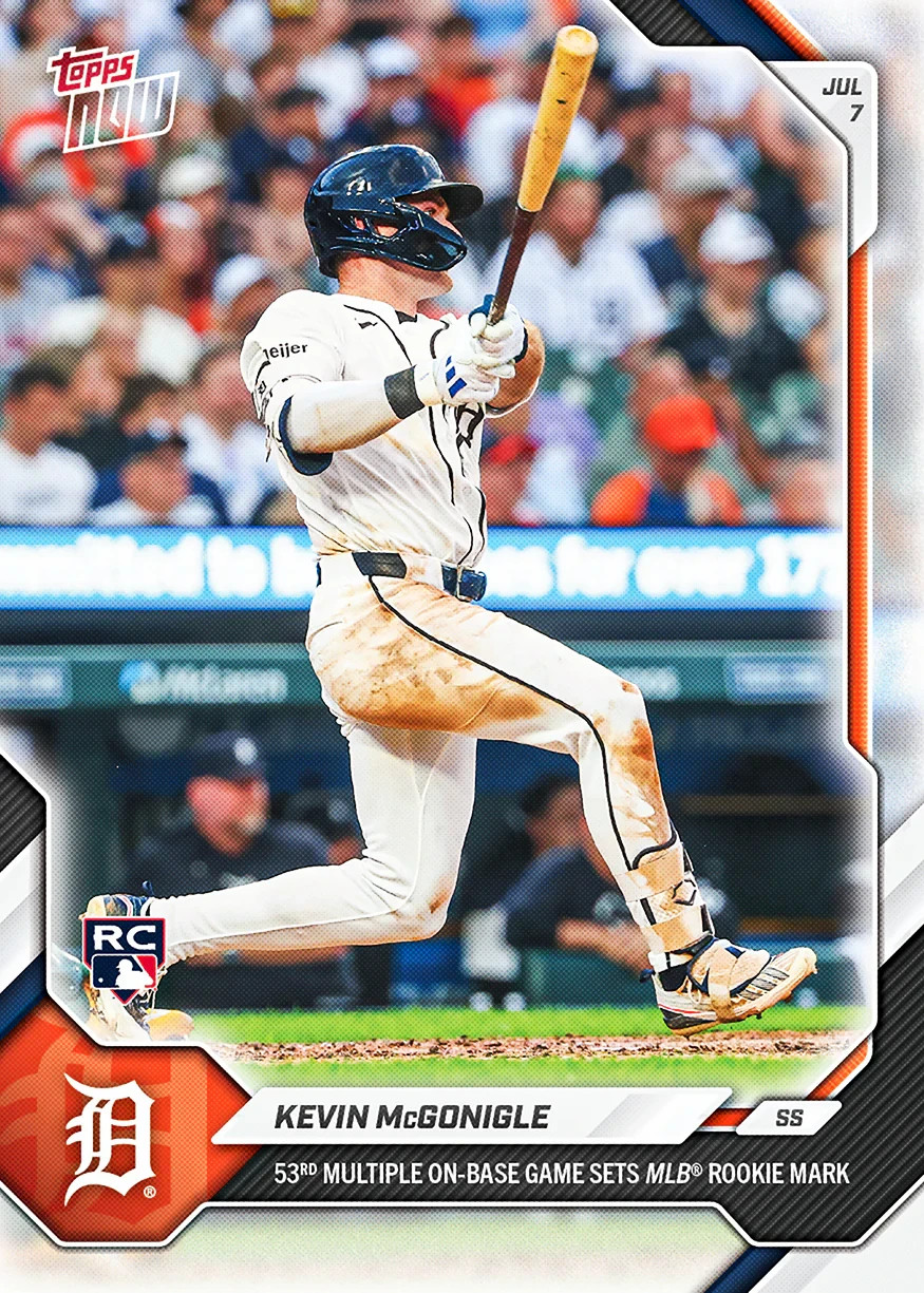 2026 MLB Topps NOW 427 KEVIN MCGONIGLE 53 ON BASE GM DETRO TIGERS ROOKIE PRESALE