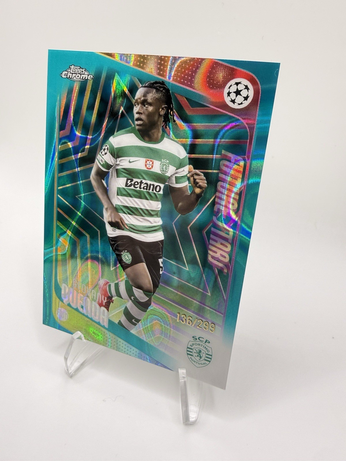 2025-26 Topps Chrome UEFA Geovany Quenda Future Stars Teal /299 Sporting CP