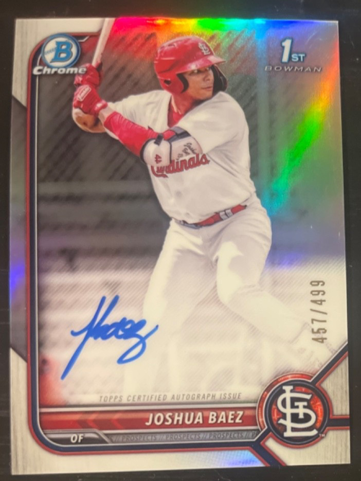 2022 Bowman Chrome JOSHUA BAEZ 1st Bowman Autograph Refractor /499 CARDINALS