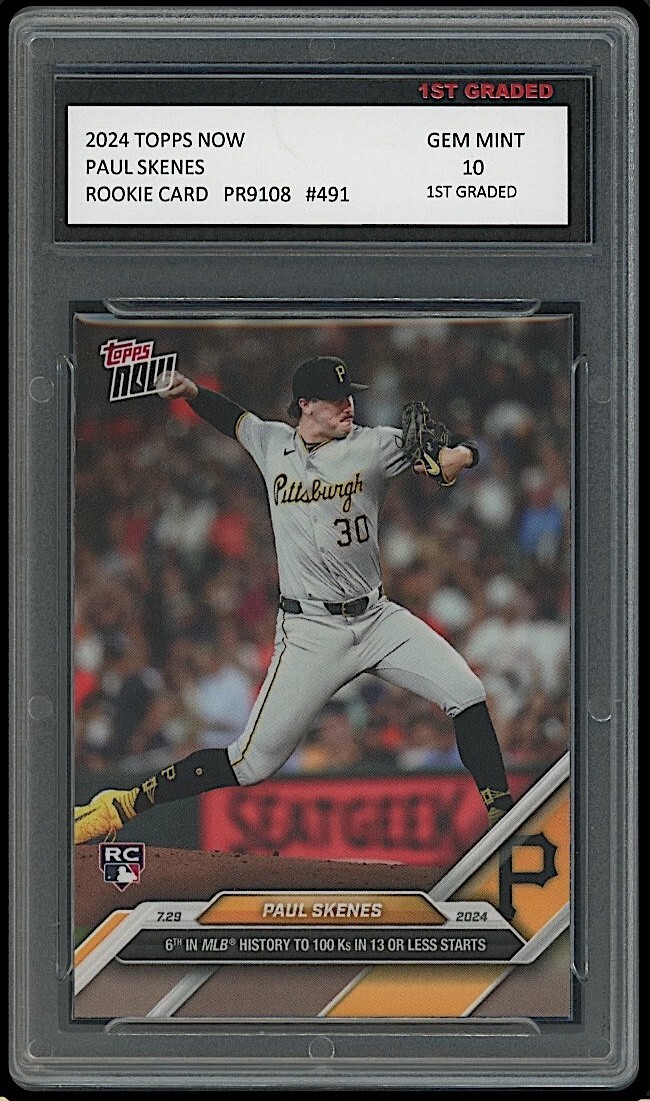 Paul Skenes 2024 Topps Now #491 Rookie Card RC Pittsburgh Pirates 1st Graded 10