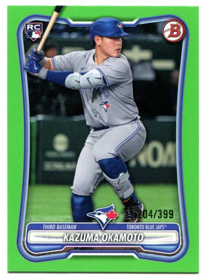 2026 Bowman Kazuma Okamoto Neon Green Rookie /399 Toronto Blue Jays