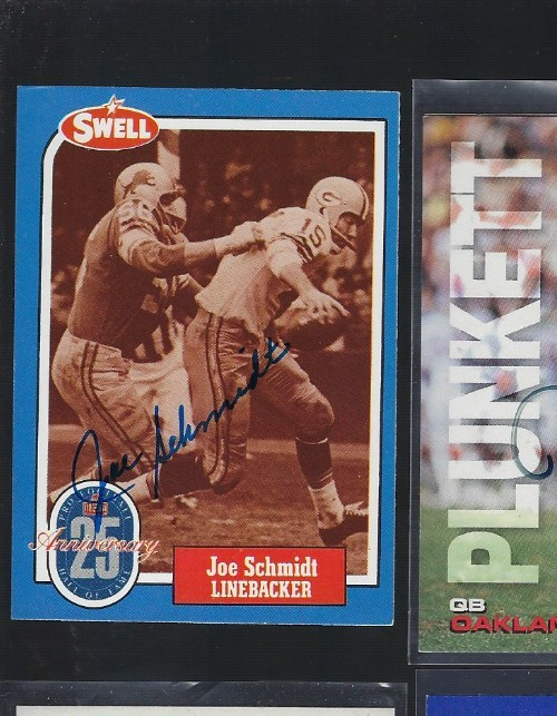 Joe Schmidt Autographed 1988 Swell Football HOF Detroit Lions Card NFL LB AUTO