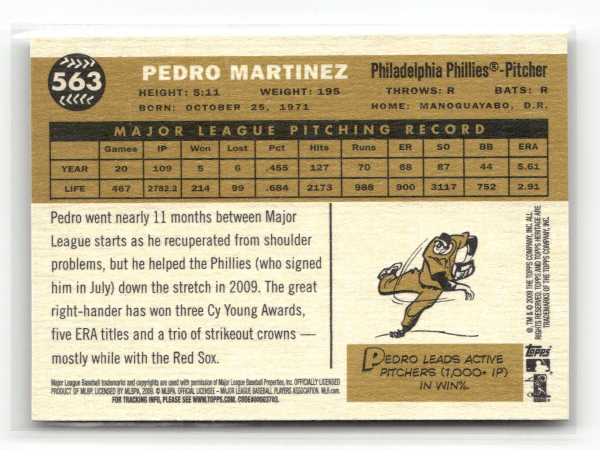 2009 Topps Heritage Pedro Martinez High Number SP #563 Phillies
