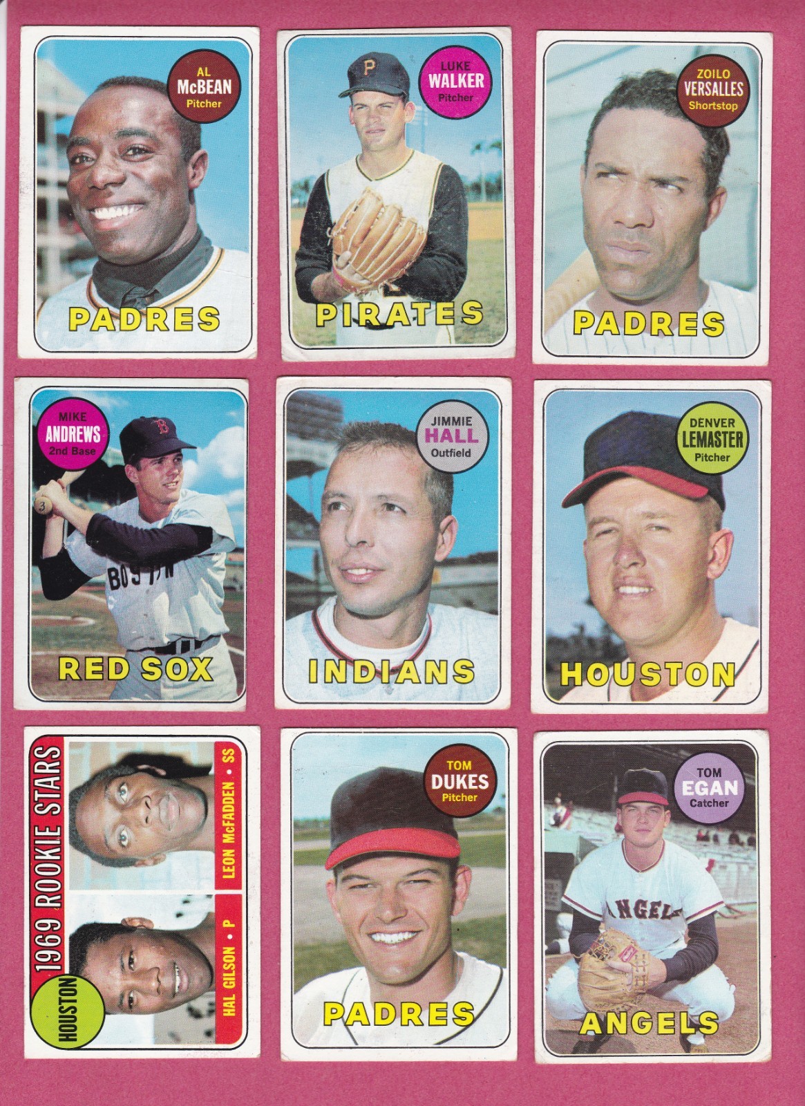 1969 Topps Baseball Card commons, G to VG to EX+