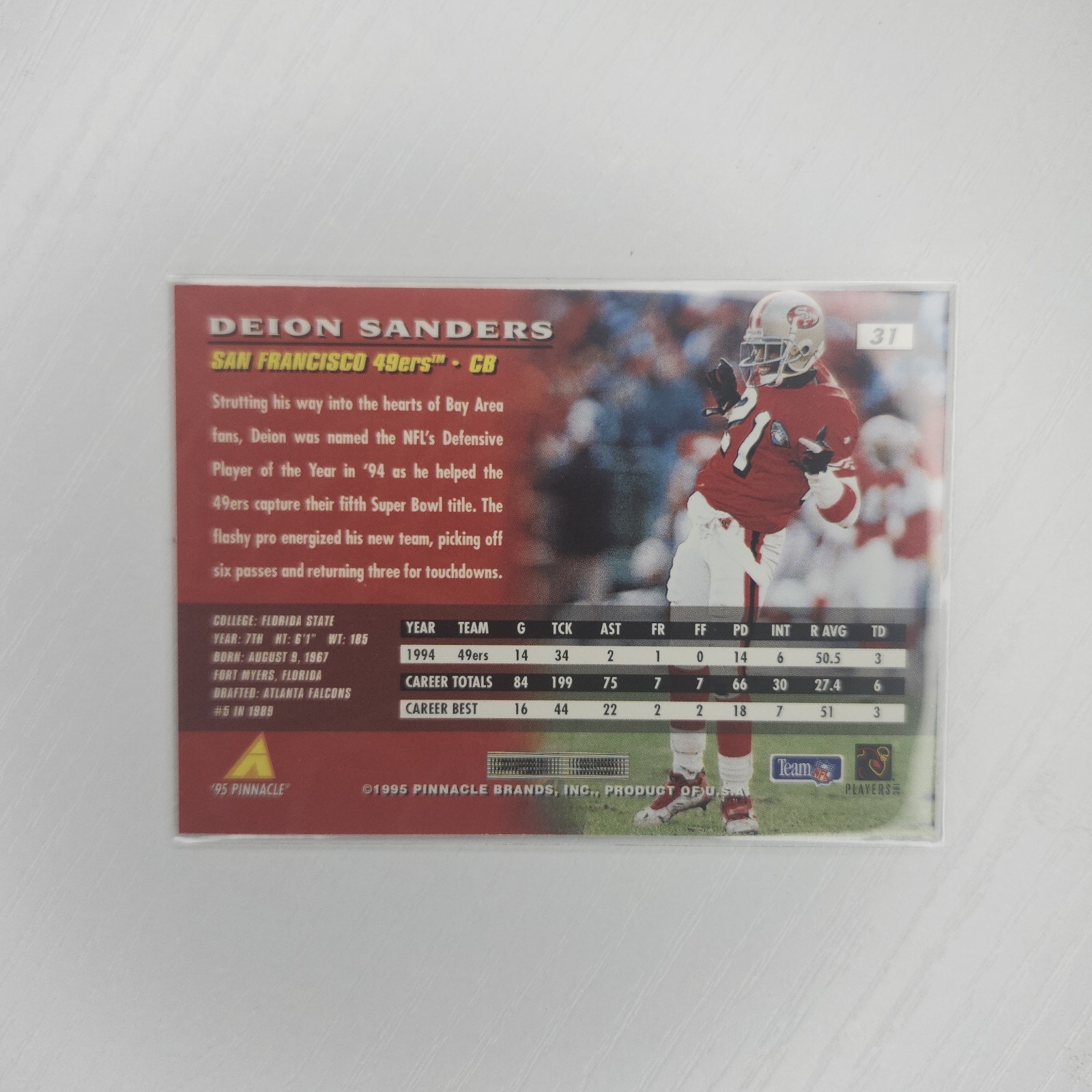 1995 Pinnacle – Deion Sanders #31