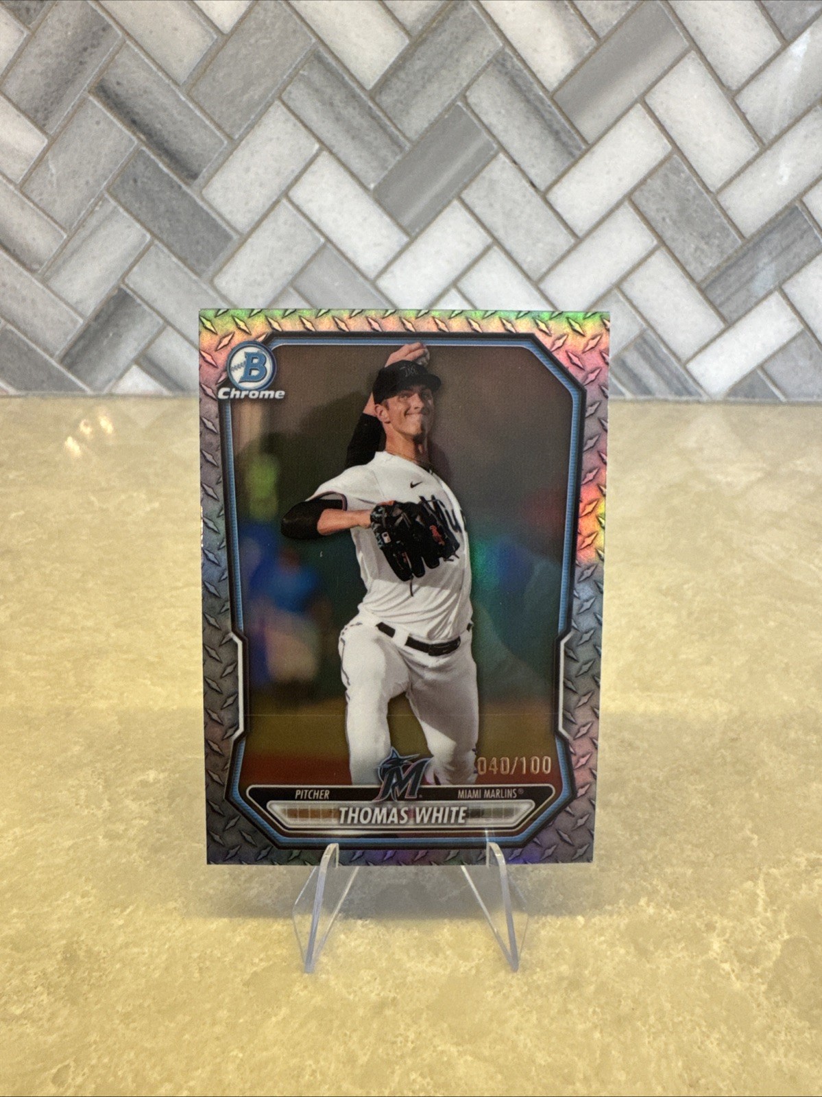 2026 Bowman Thomas White 40/100 Miami Marlins #BCP-80 Steel