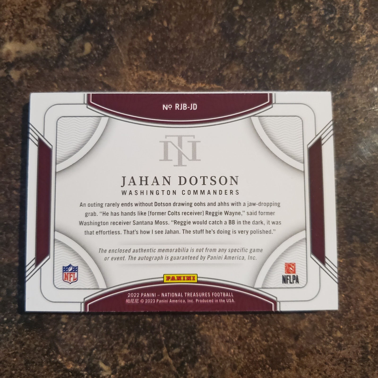 2022 National Treasures RC Jumbo Prime Sig Booklet Jahan Dotson /10 “The Duke”